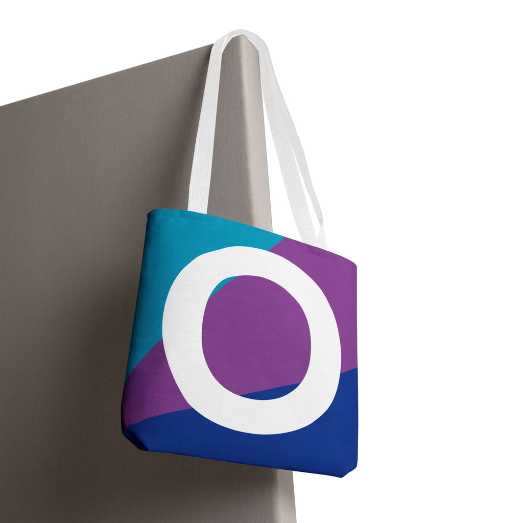 Monogram 'O' Colorblock Tote Bag — Personalized Initial O Shoulder Tote