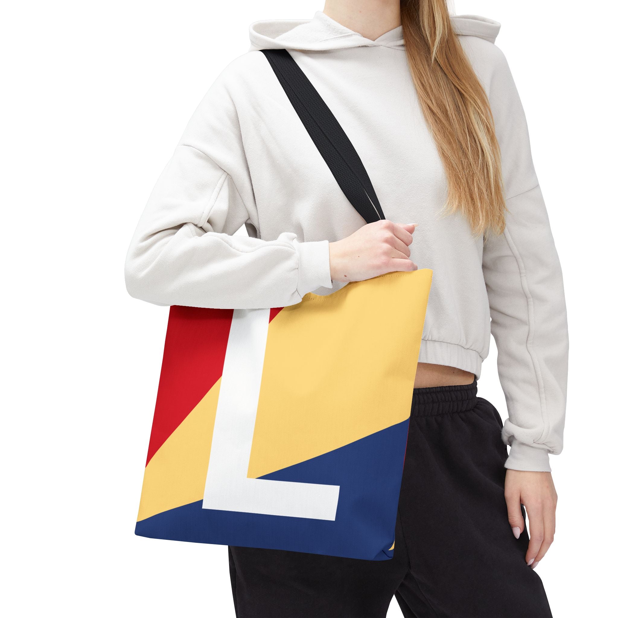 Monogram 'L' Colorblock Tote Bag — Personalized Initial L Shoulder Tote