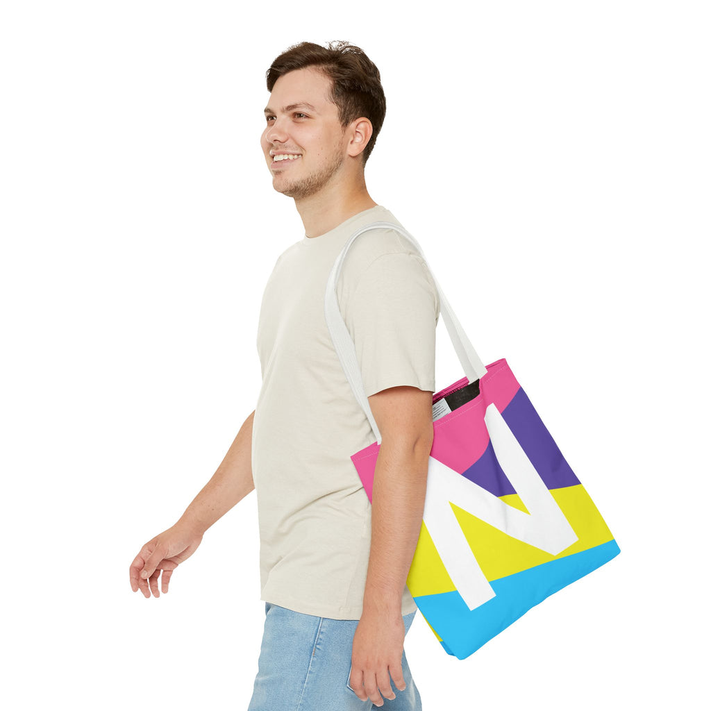 Monogram 'N' Colorblock Tote Bag — Personalized Initial N Shoulder Tote