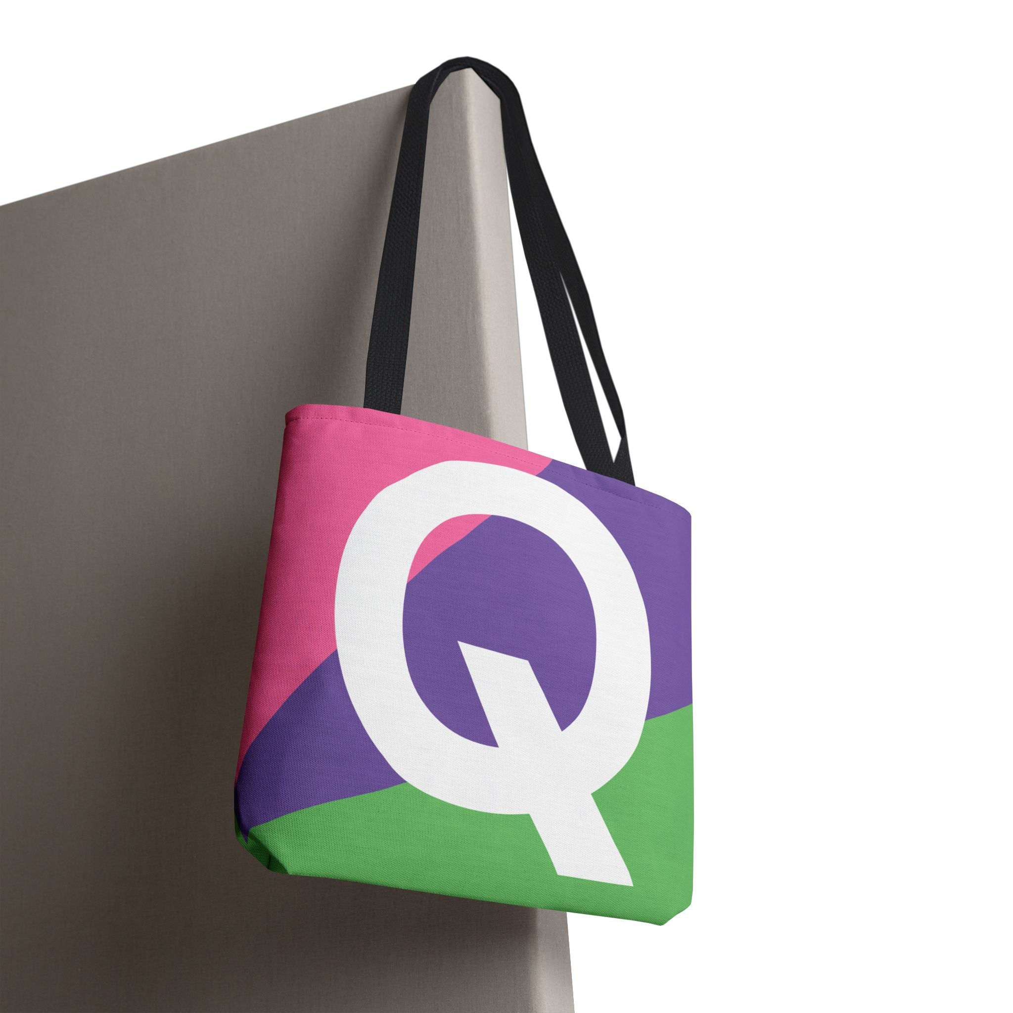 Monogram 'Q' Colorblock Tote Bag — Personalized Initial Q Shoulder Tote
