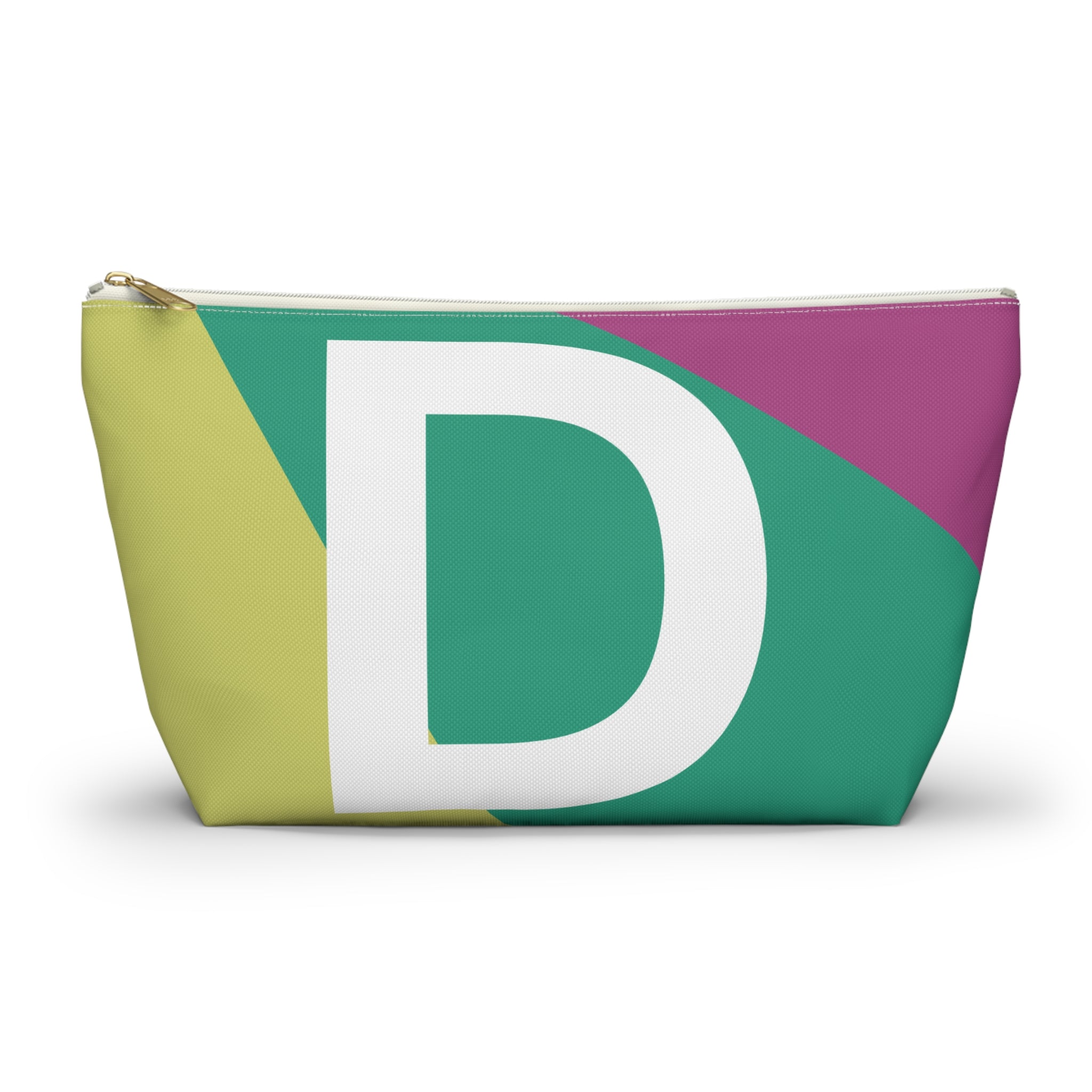 Initials Colorblock Accessory Pouch — Monogram D T-Bottom Cosmetic Bag
