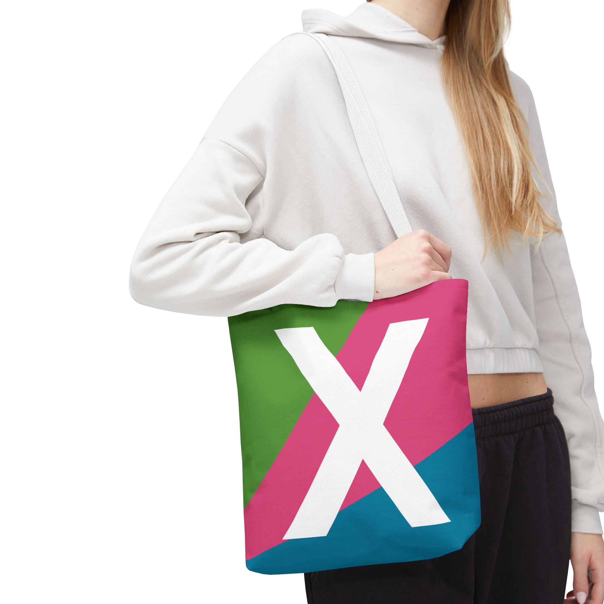 Monogram 'X' Colorblock Tote Bag — Personalized Initial X Shoulder Tote