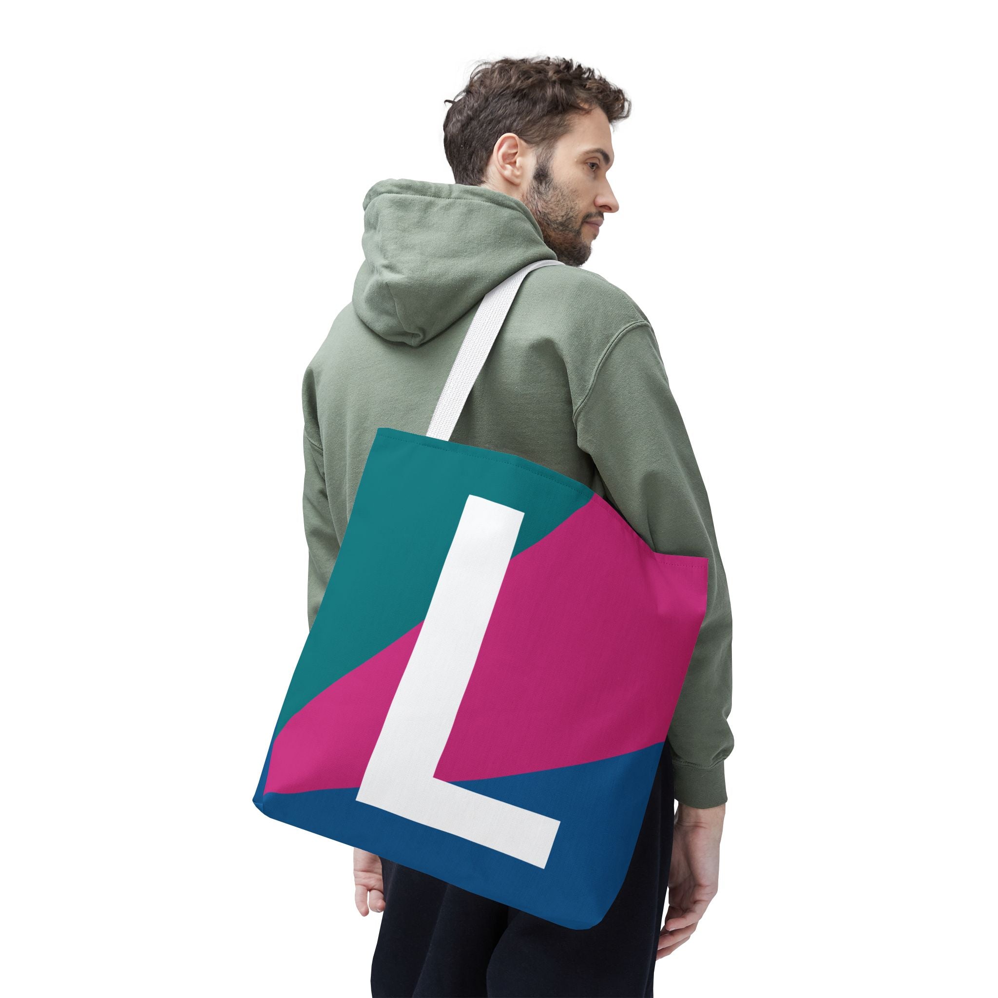 Monogram 'L' Colorblock Tote Bag — Personalized Initial L Shoulder Tote