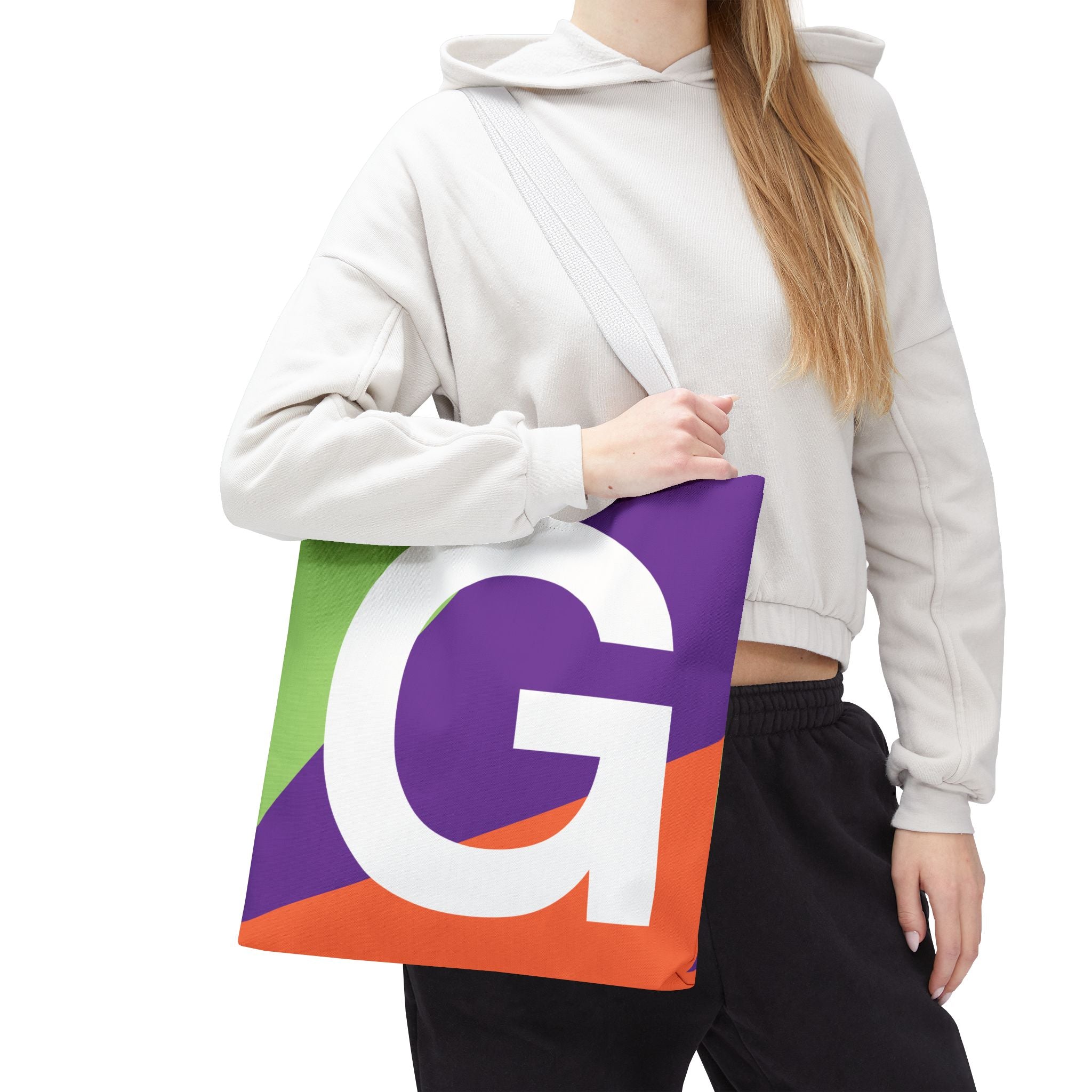 Monogram 'G' Colorblock Tote Bag — Personalized Initial G Shoulder Tote
