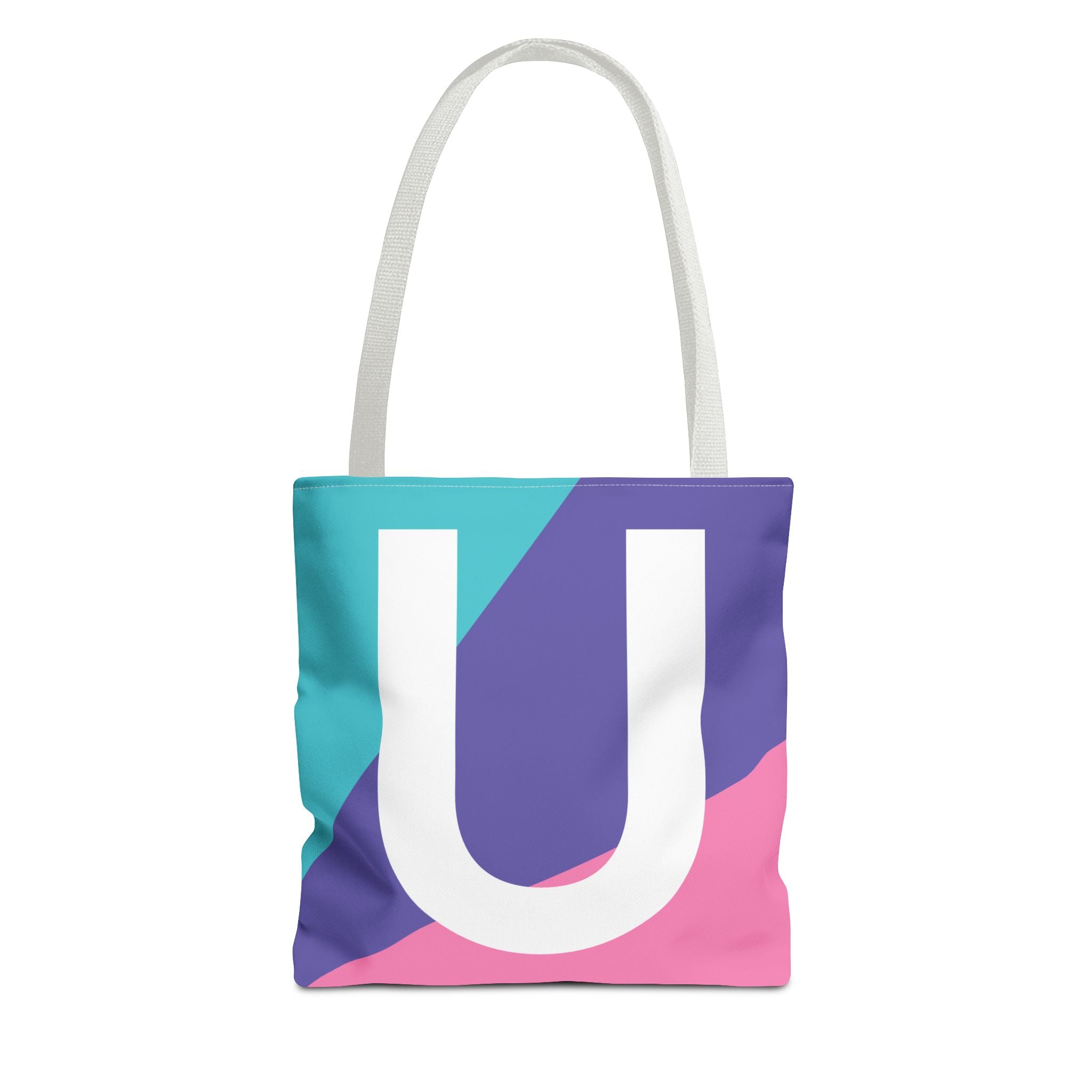 Monogram 'U' Colorblock Tote Bag — Personalized Initial U Shoulder Tote