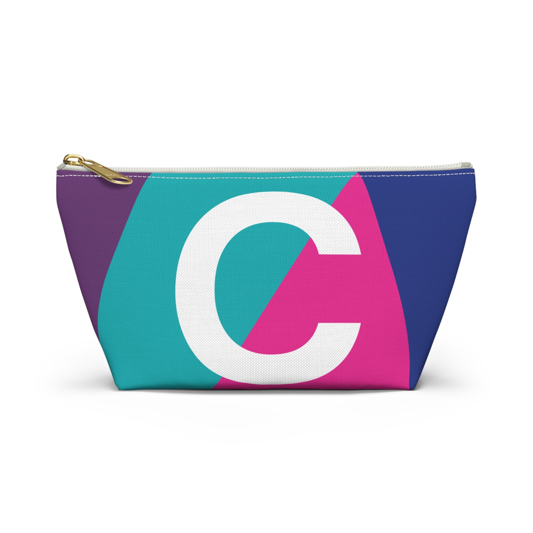 Initials Colorblock Accessory Pouch — Monogram C T-Bottom Cosmetic Bag