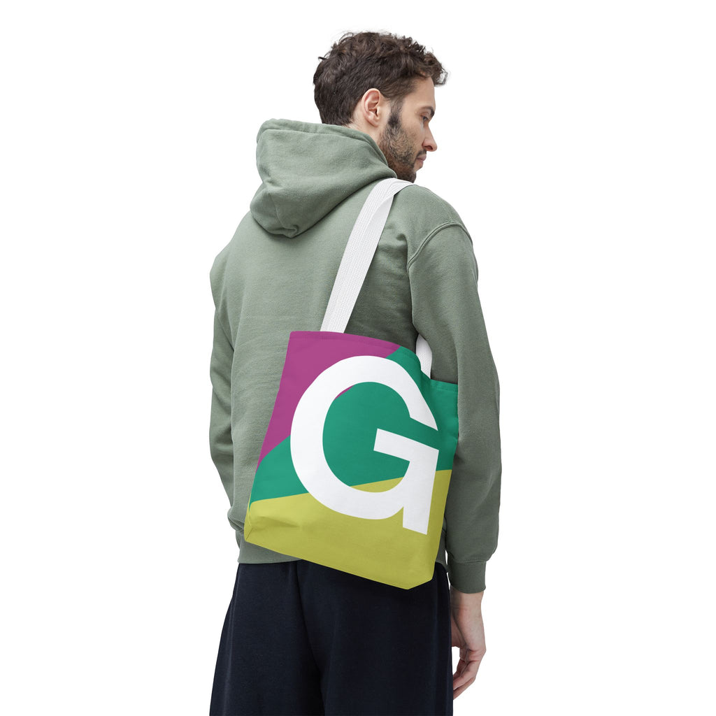 Monogram 'G' Colorblock Tote Bag — Personalized Initial G Shoulder Tote