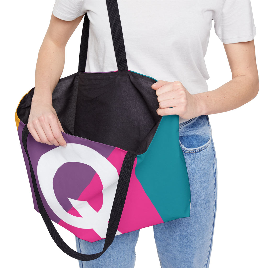 Personalized 'Q' Colorblock Tote Bag — Monogram Weekender Tote
