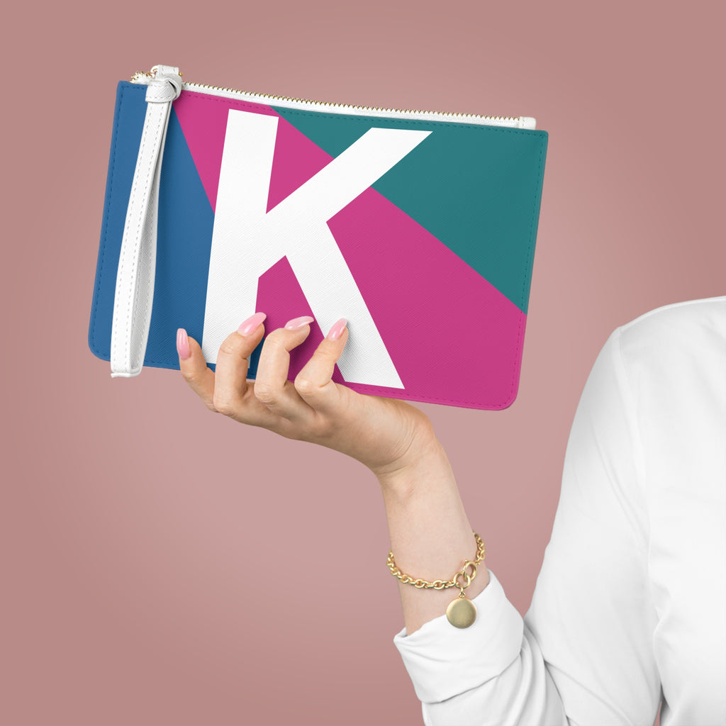 Monogram 'K' Colorblock Clutch Bag — Bold Geometric Wristlet for Everyday & Gifts