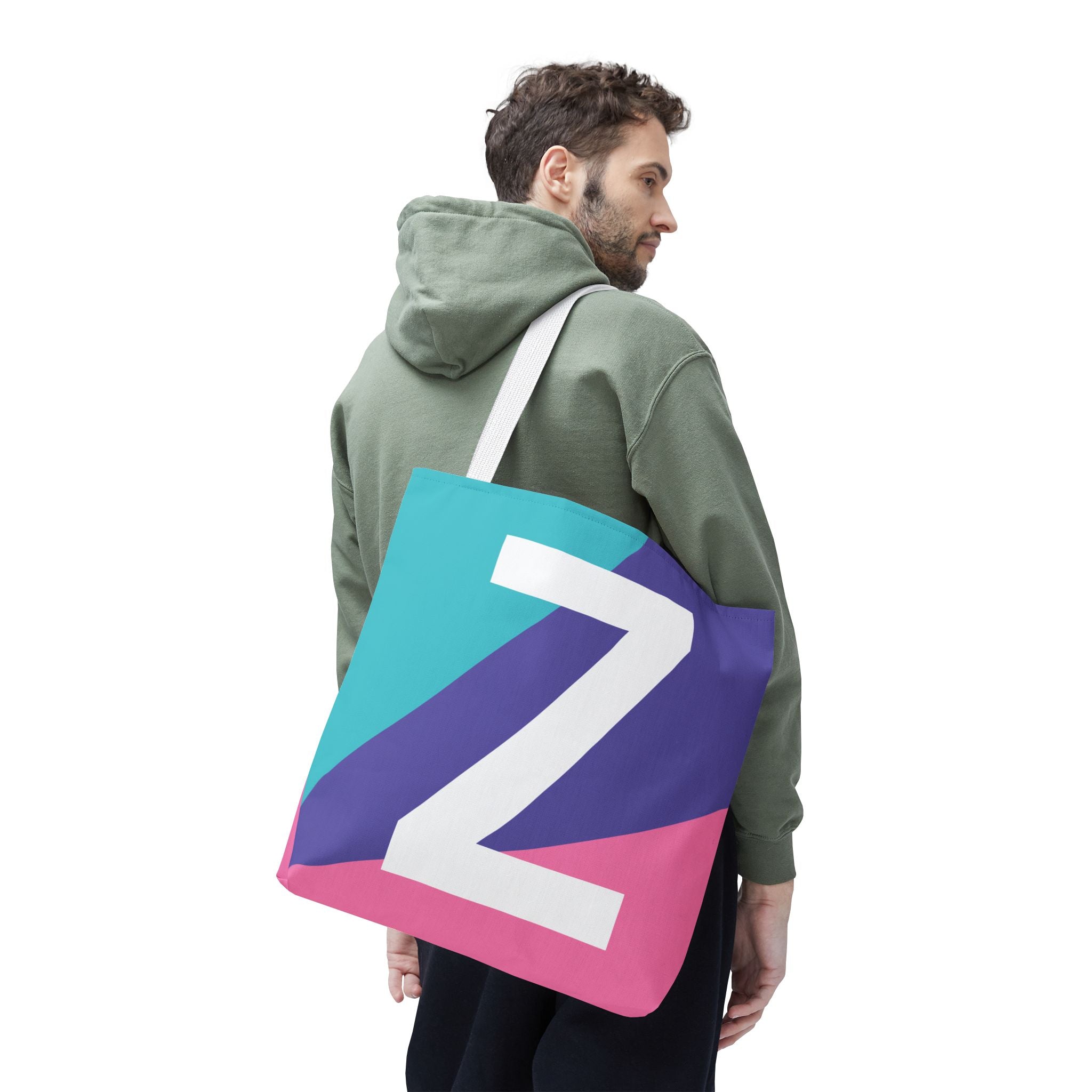 Monogram 'Z' Colorblock Tote Bag — Personalized Initial Z Shoulder Tote