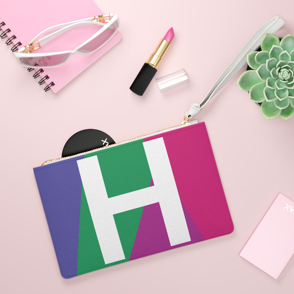 Monogram 'H' Colorblock Clutch Bag — Bold Geometric Wristlet for Everyday & Gifts
