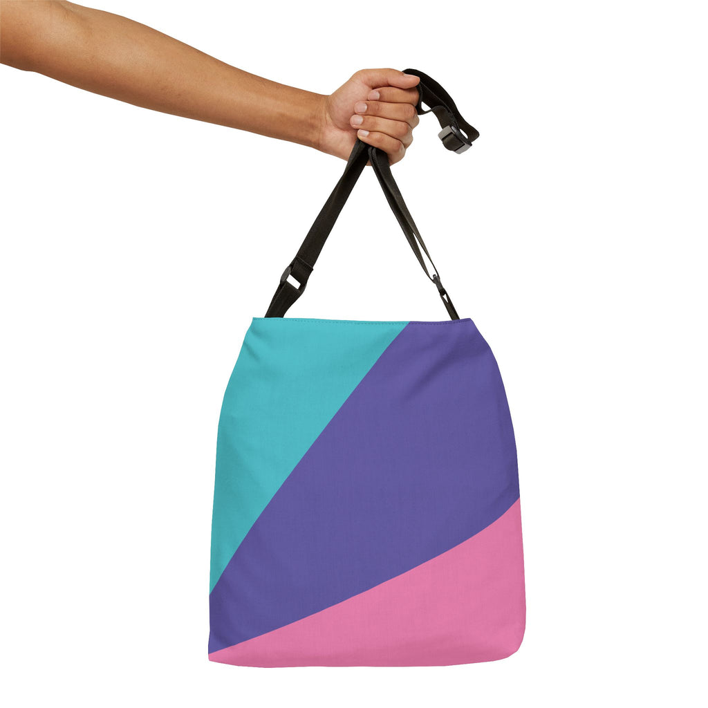 Colorblock Geometric Tote Bag — Adjustable Strap, Bright Abstract Pattern