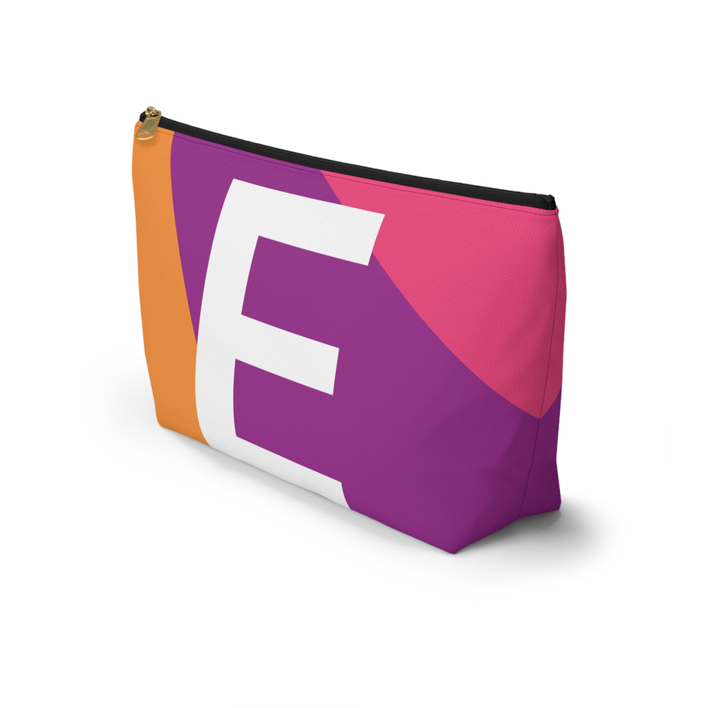 Initials Colorblock Accessory Pouch — Monogram E T-Bottom Cosmetic Bag