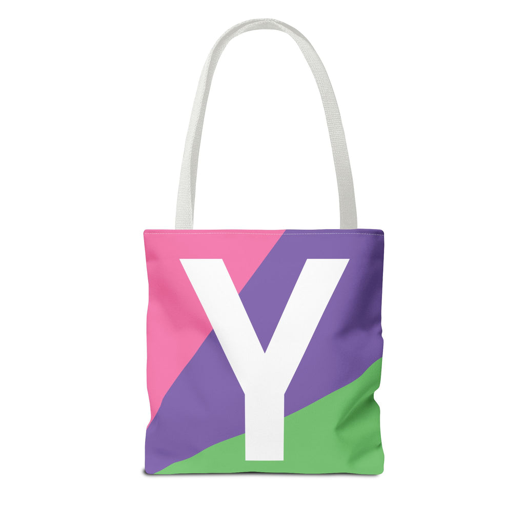 Monogram 'Y' Colorblock Tote Bag — Personalized Initial Y Shoulder Tote
