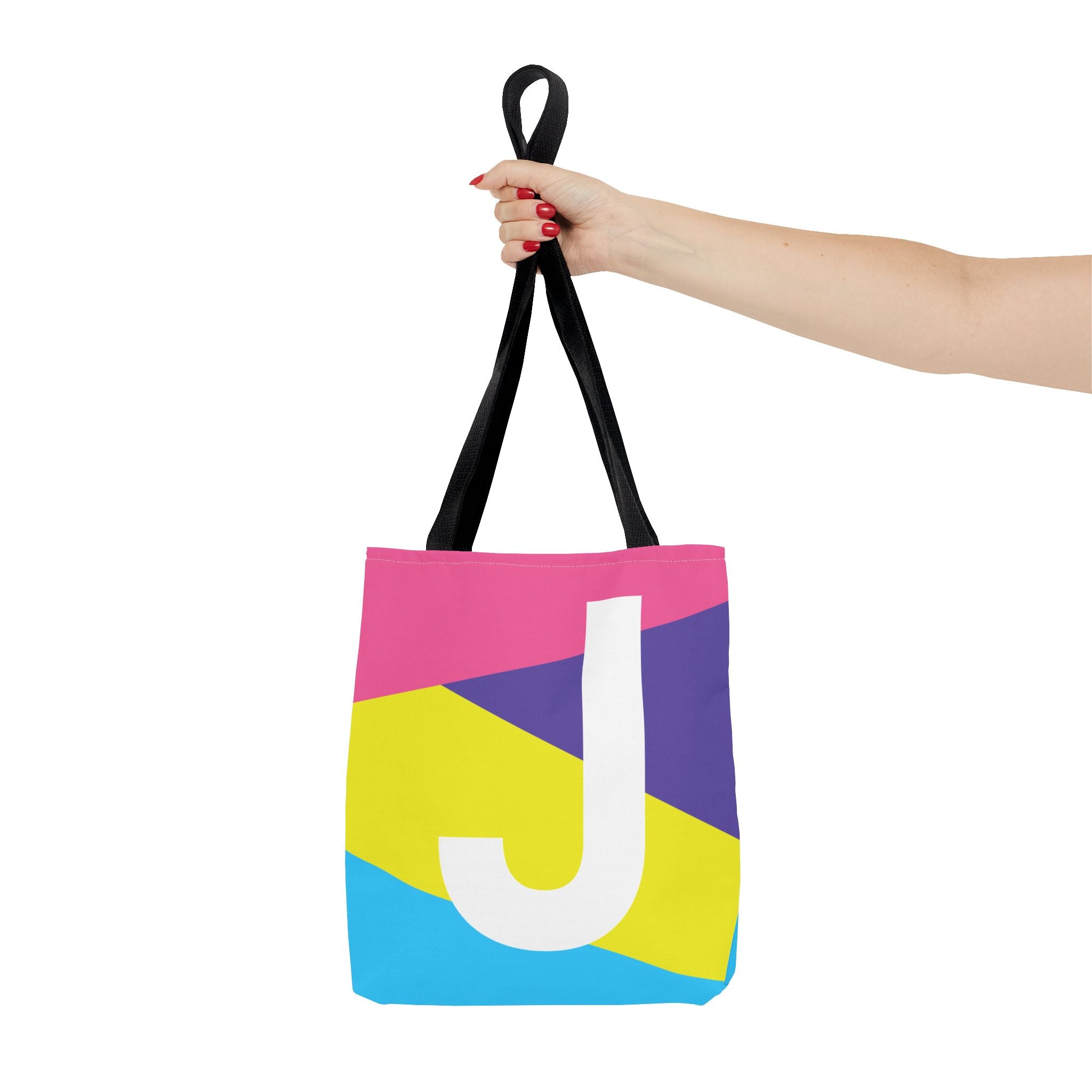 Monogram 'J' Colorblock Tote Bag — Personalized Initial J Shoulder Tote