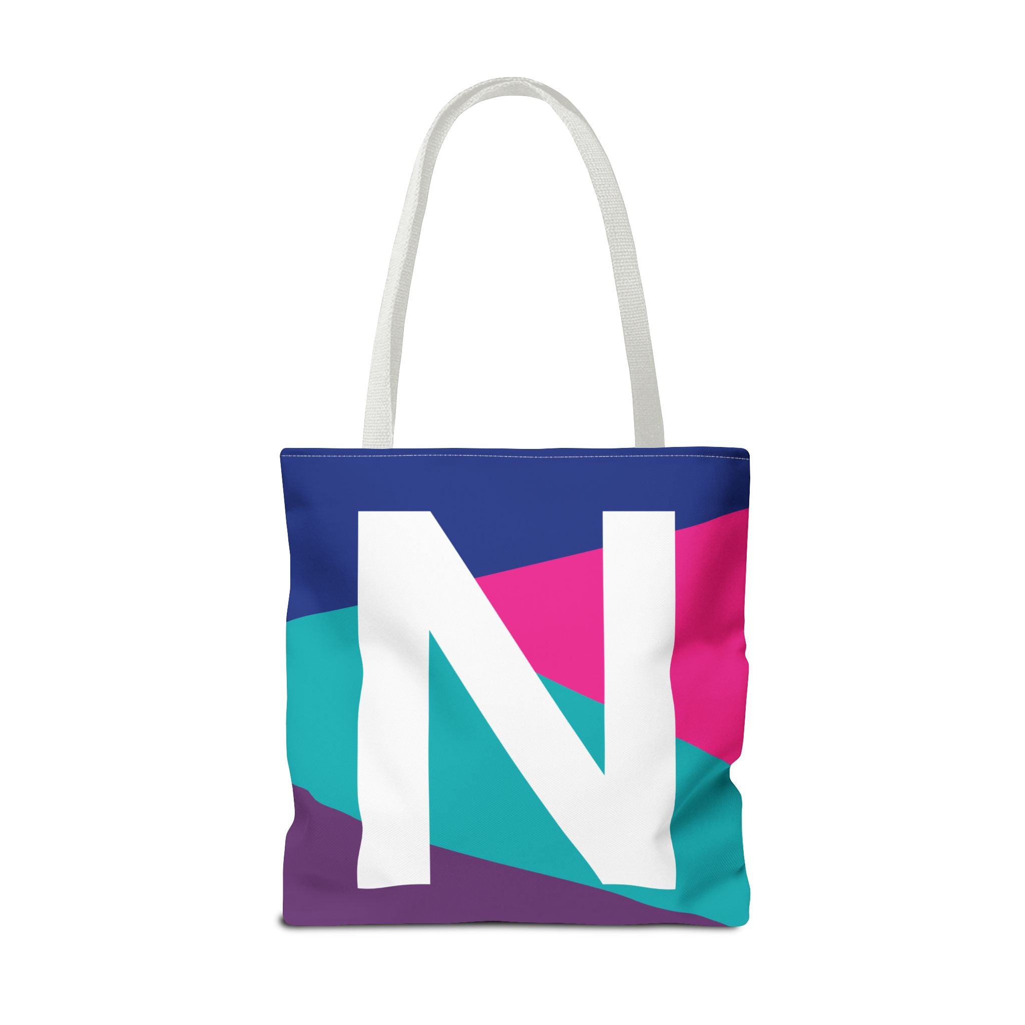 Monogram 'N' Colorblock Tote Bag — Personalized Initial N Shoulder Tote