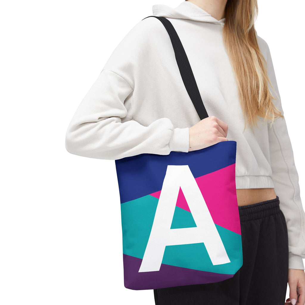 Monogram 'A' Colorblock Tote Bag — Personalized Initial A Shoulder Tote