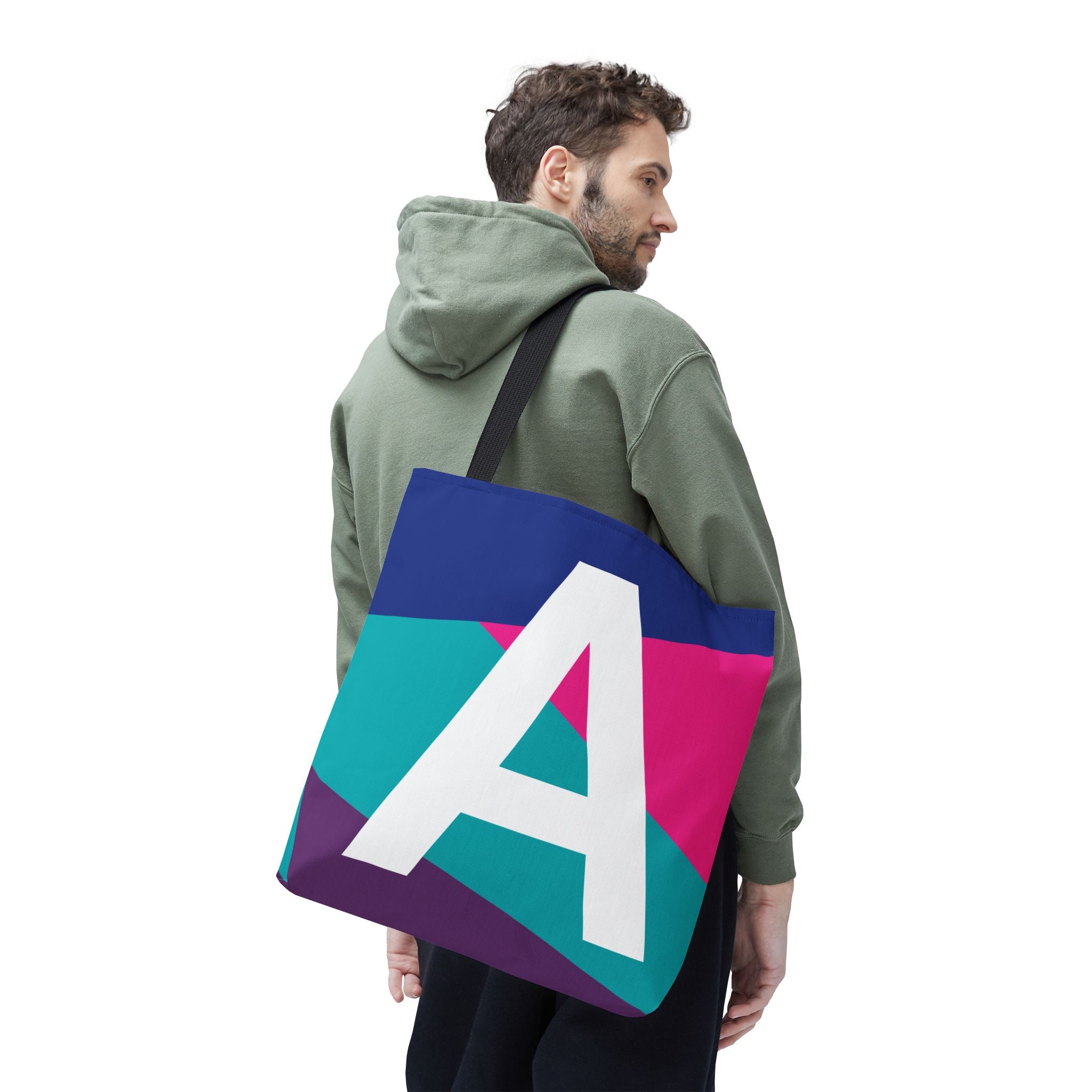 Monogram 'A' Colorblock Tote Bag — Personalized Initial A Shoulder Tote