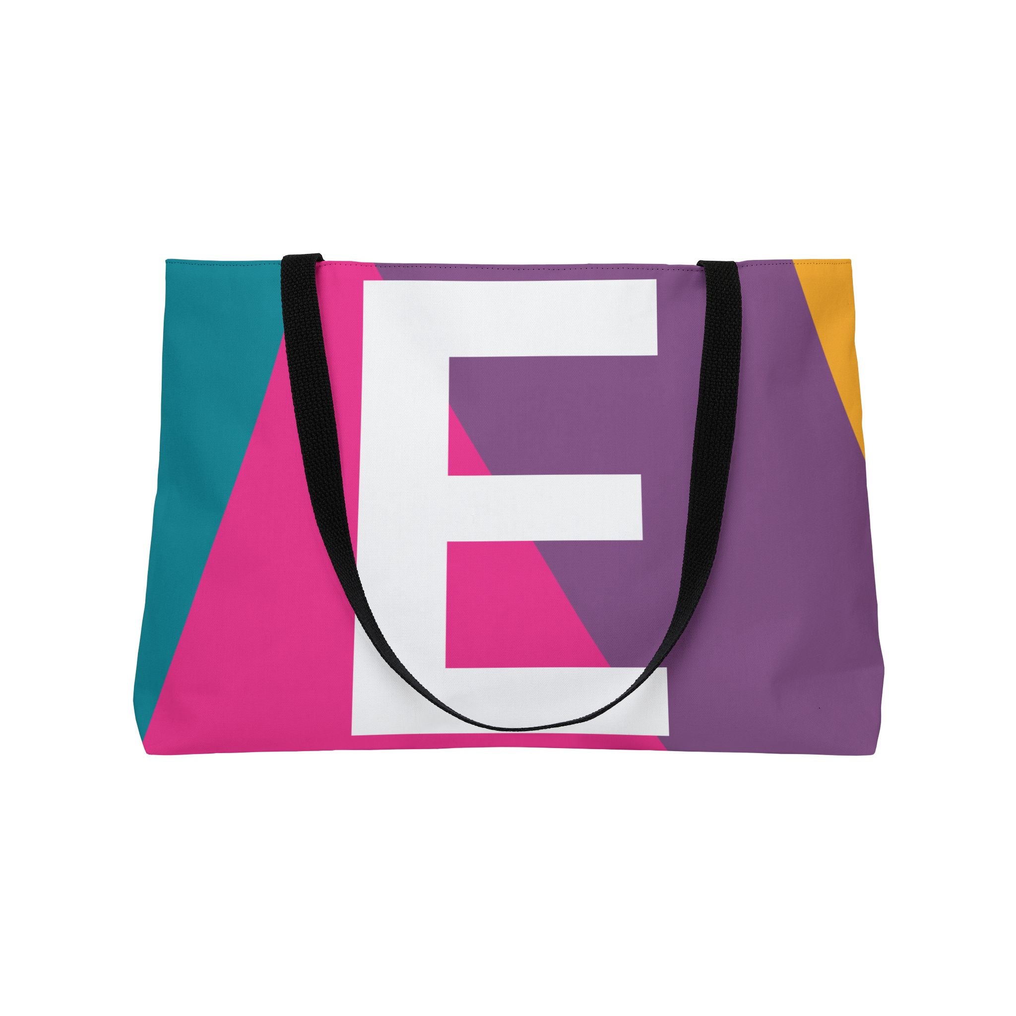 Personalized 'E' Colorblock Tote Bag — Monogram Weekender Tote