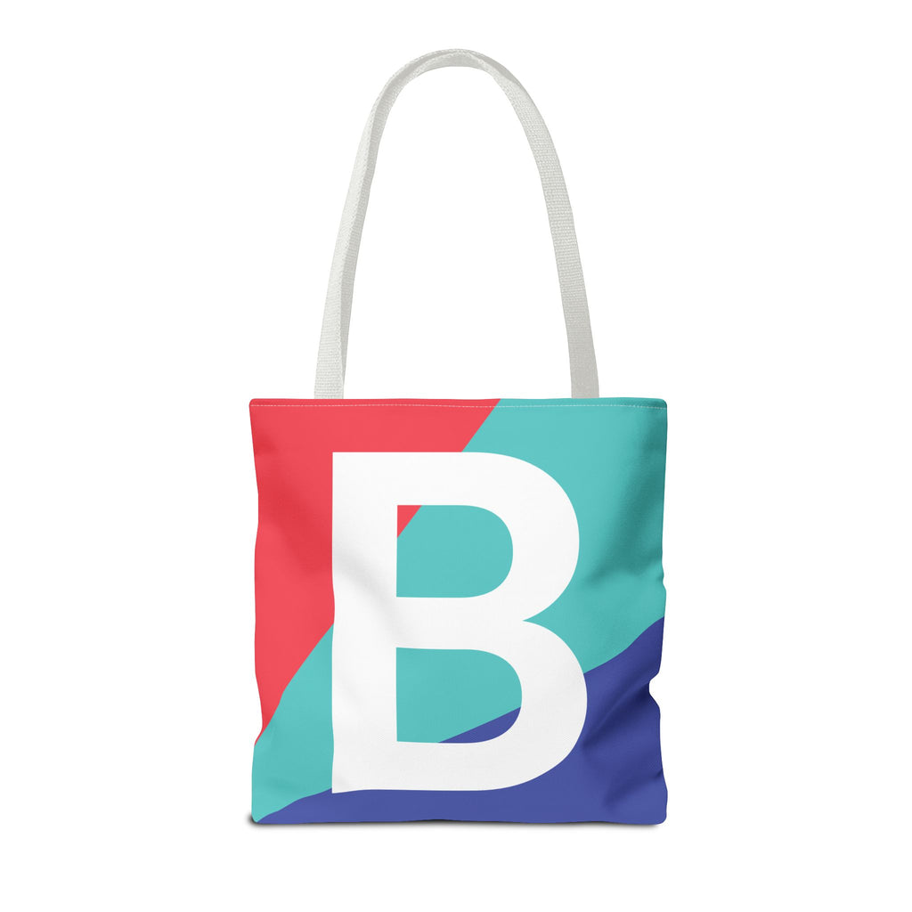 Monogram 'B' Colorblock Tote Bag — Personalized Initial B Shoulder Tote