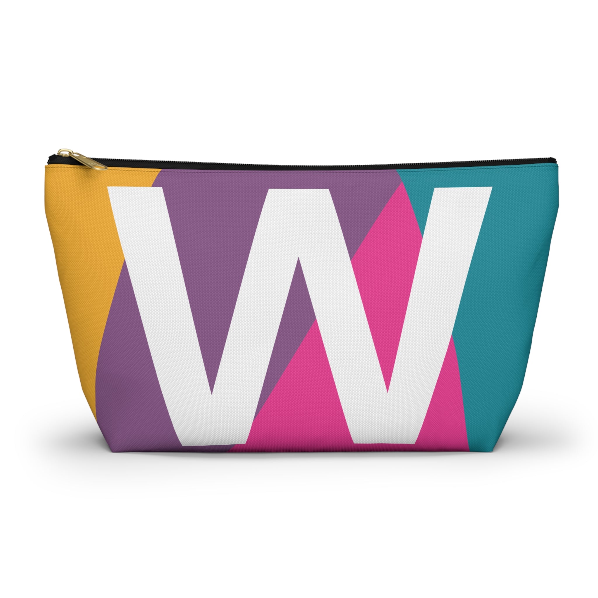 Initials Colorblock Accessory Pouch — Monogram W T-Bottom Cosmetic Bag
