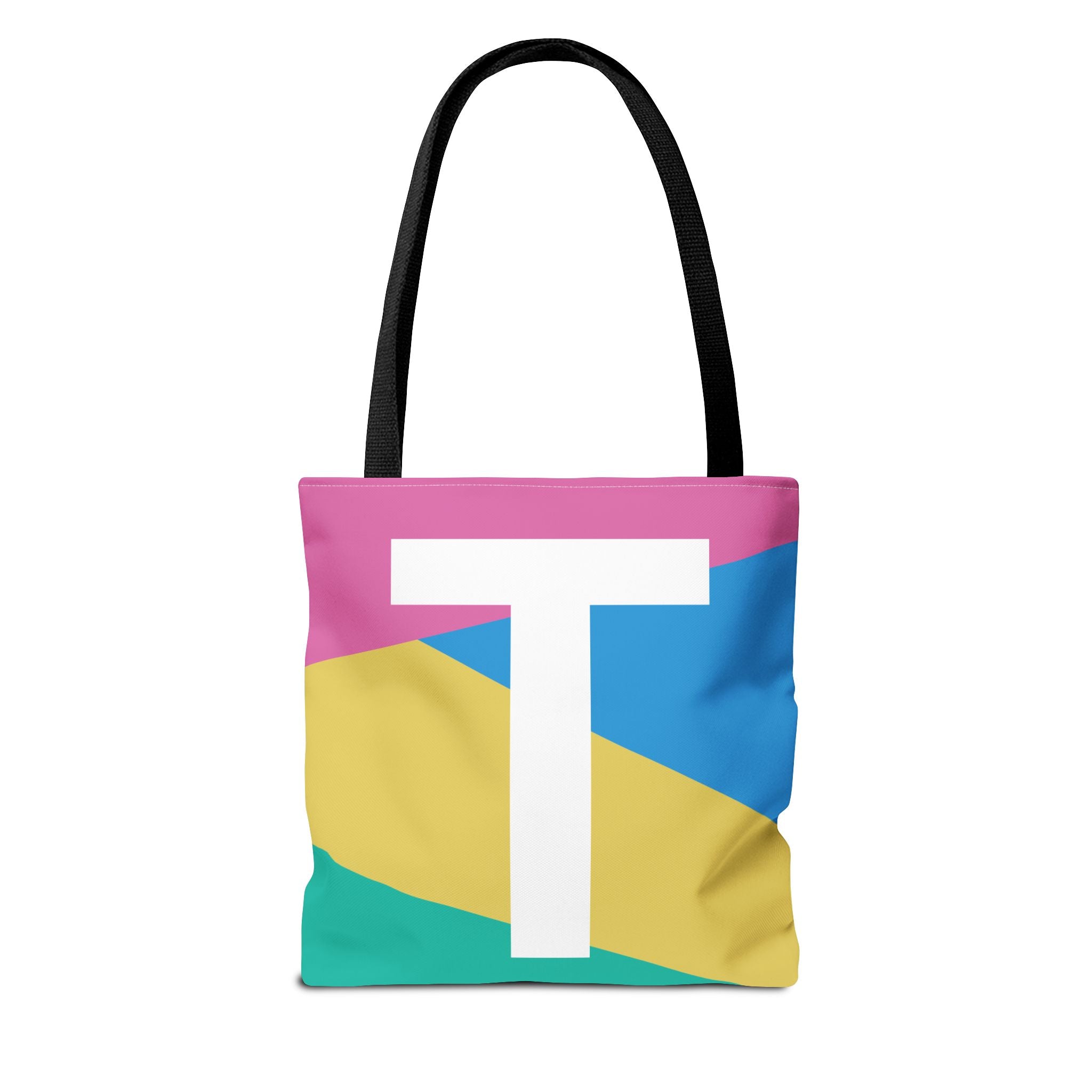 Monogram 'T' Colorblock Tote Bag — Personalized Initial T Shoulder Tote