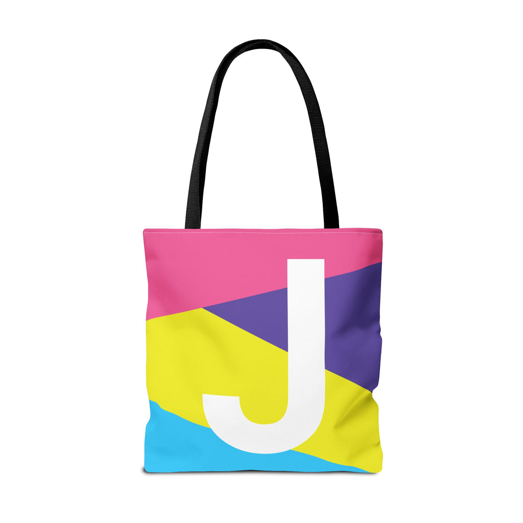 Monogram 'J' Colorblock Tote Bag — Personalized Initial J Shoulder Tote