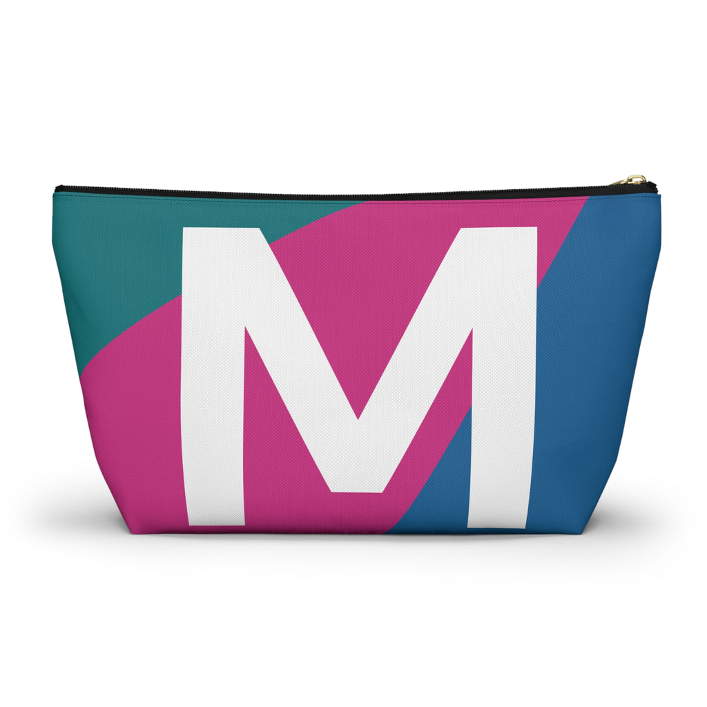 Initials Colorblock Accessory Pouch — Monogram M T-Bottom Cosmetic Bag
