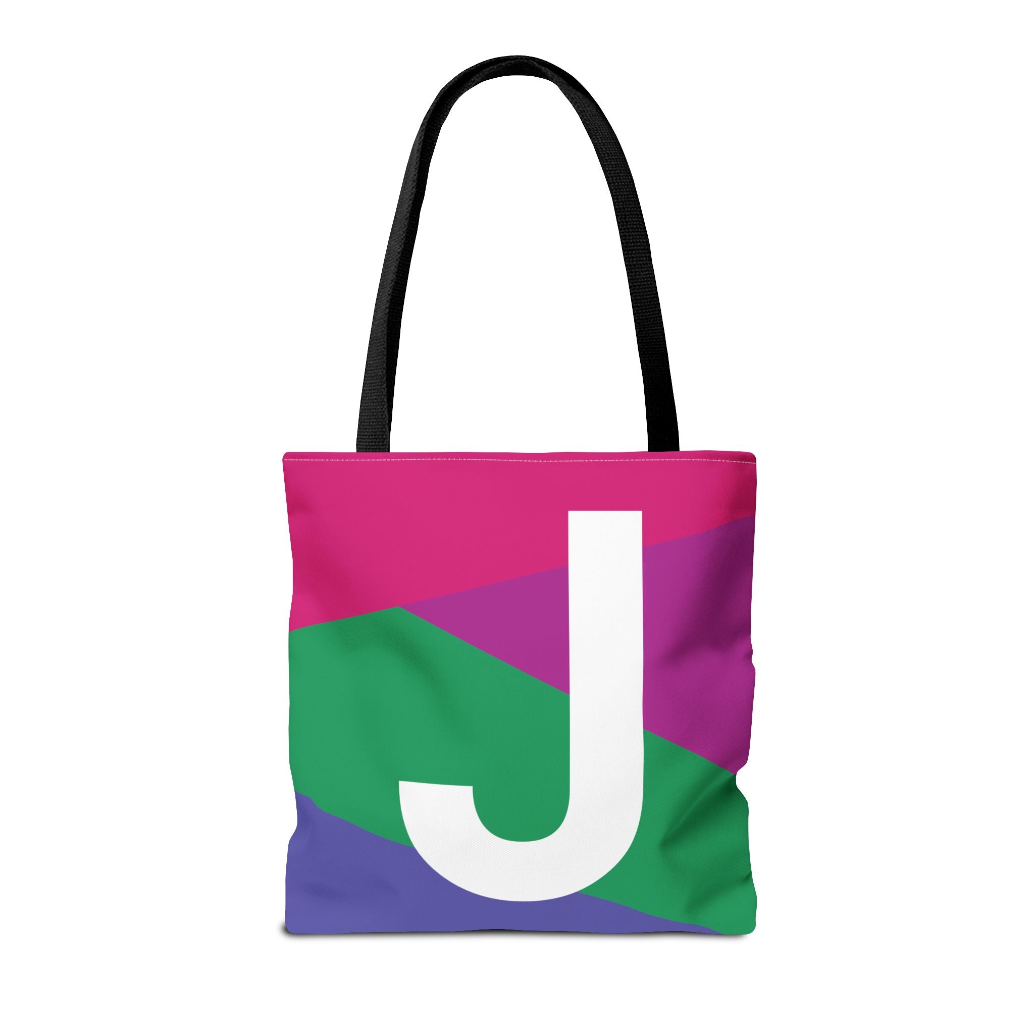 Monogram 'J' Colorblock Tote Bag — Personalized Initial J Shoulder Tote