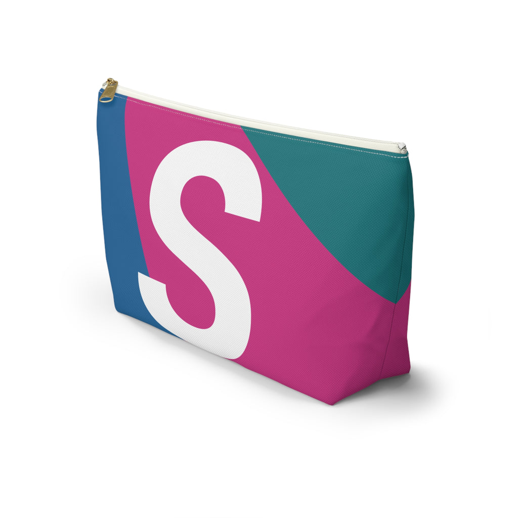 Initials Colorblock Accessory Pouch — Monogram S T-Bottom Cosmetic Bag