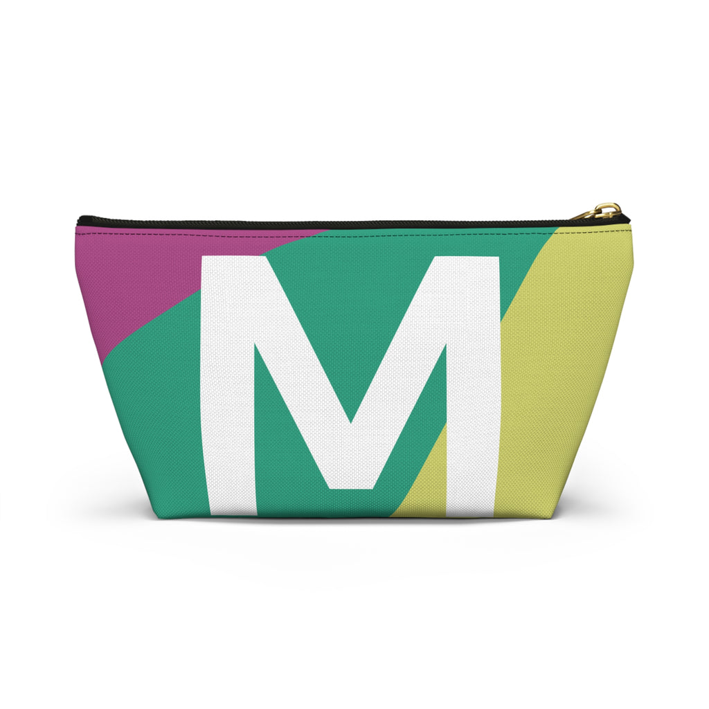 Initials Colorblock Accessory Pouch — Monogram M T-Bottom Cosmetic Bag