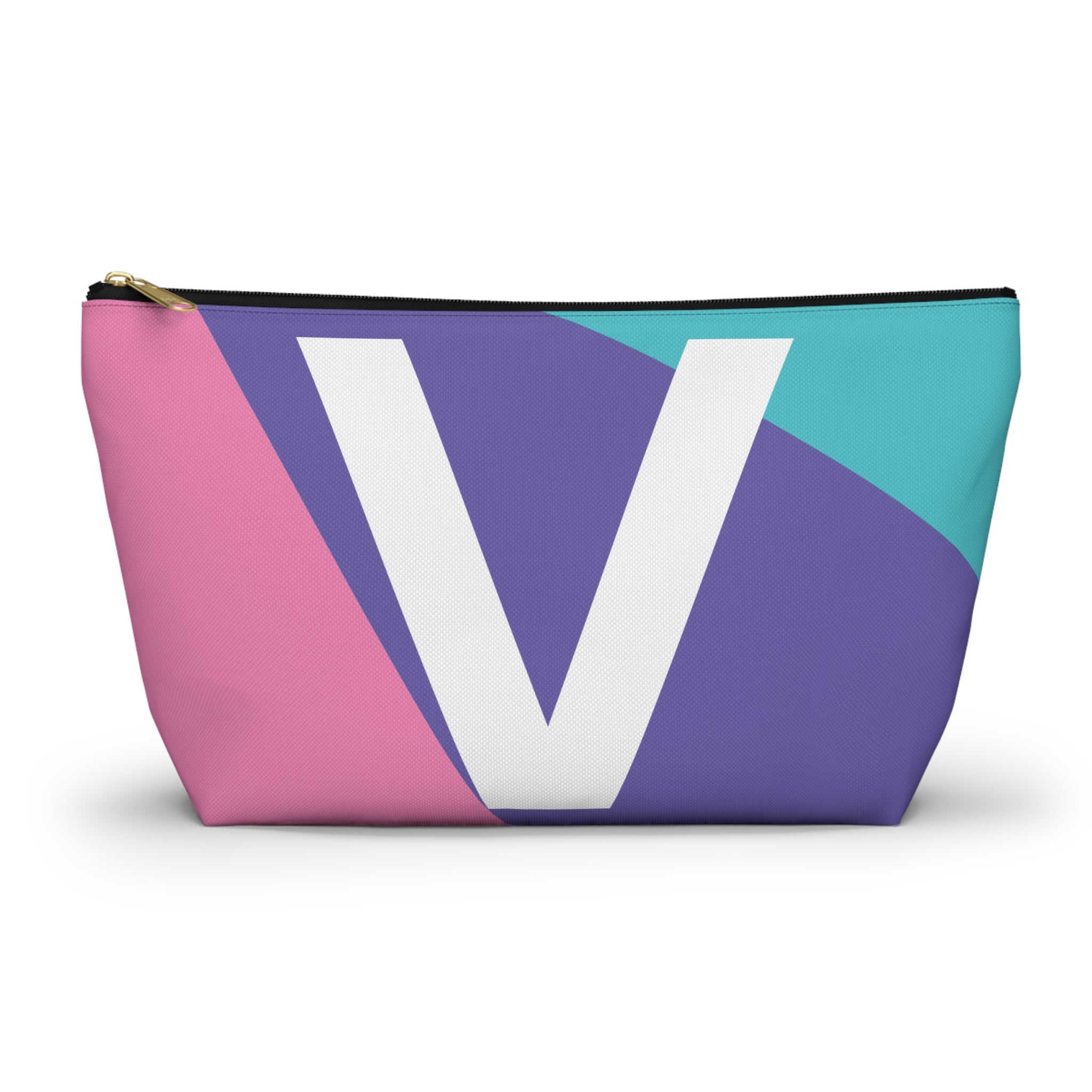 Initials Colorblock Accessory Pouch — Monogram V T-Bottom Cosmetic Bag