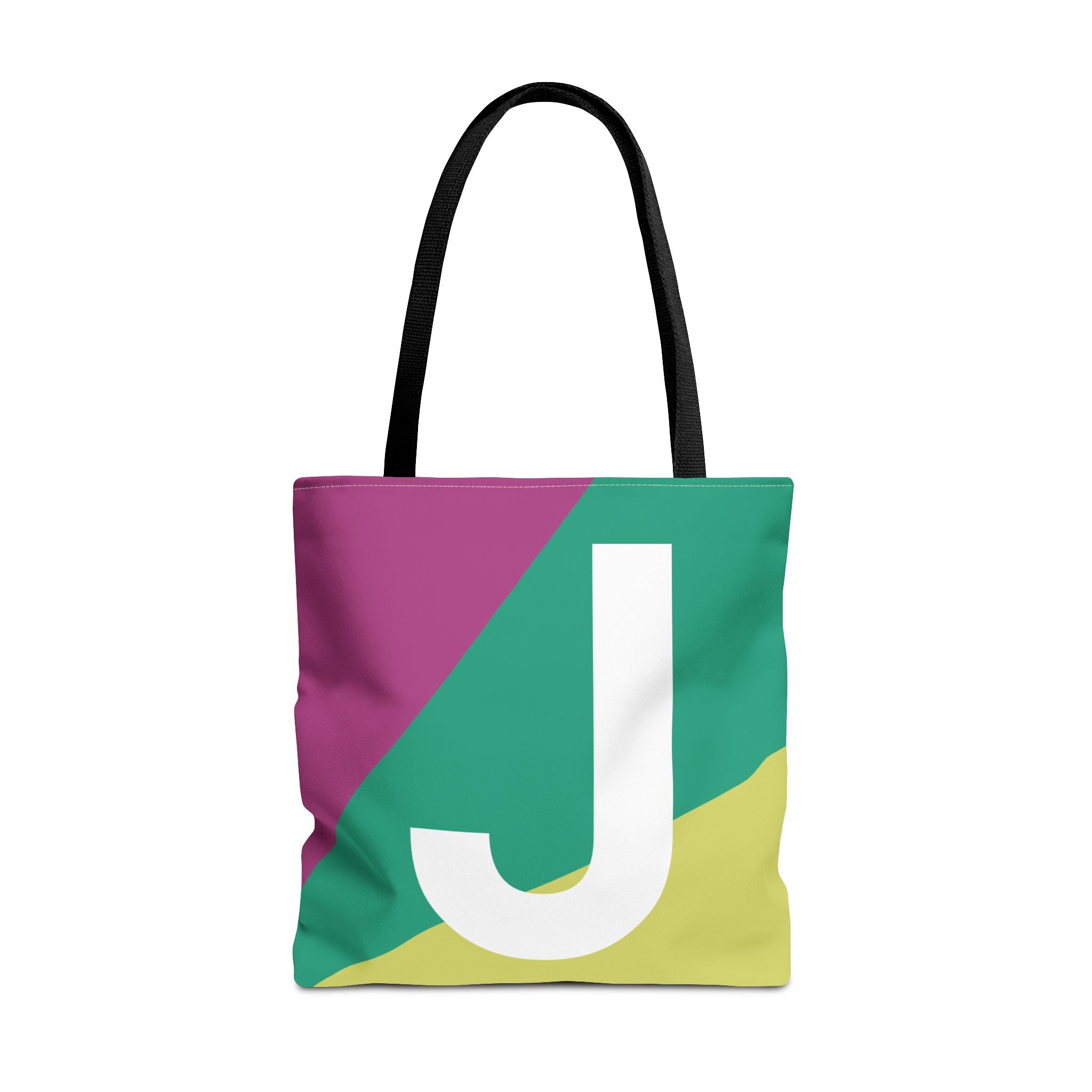 Monogram 'J' Colorblock Tote Bag — Personalized Initial J Shoulder Tote