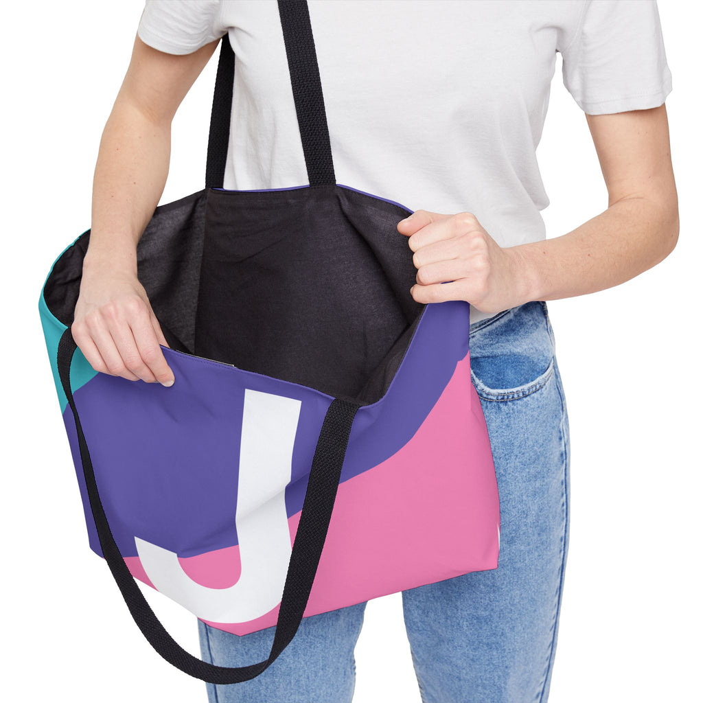 Personalized 'J' Colorblock Tote Bag — Monogram Weekender Tote