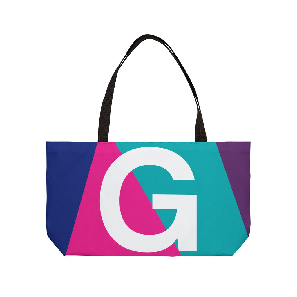 Personalized 'G' Colorblock Tote Bag — Monogram Weekender Tote