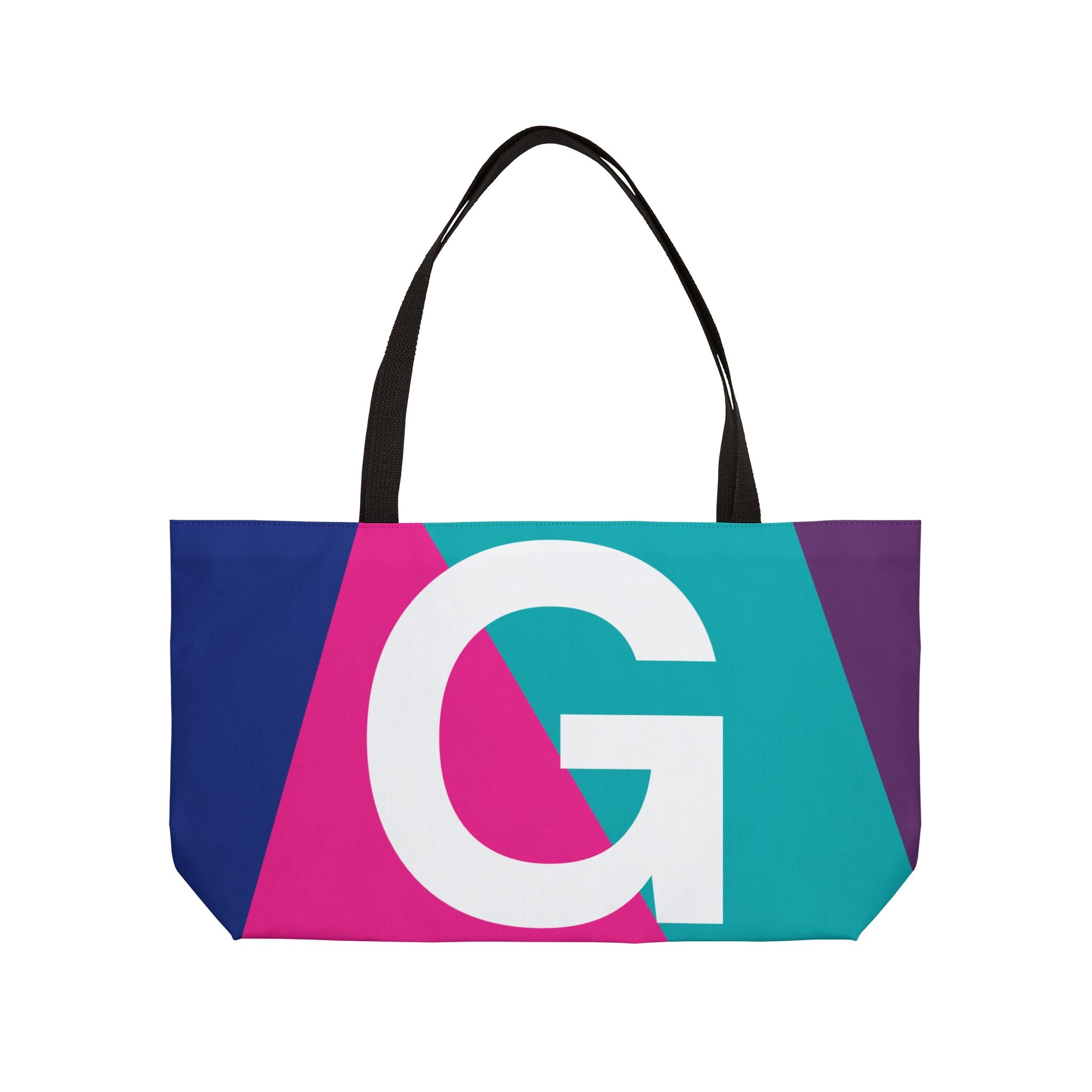 Personalized 'G' Colorblock Tote Bag — Monogram Weekender Tote