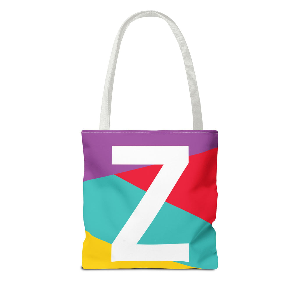 Monogram 'Z' Colorblock Tote Bag — Personalized Initial Z Shoulder Tote