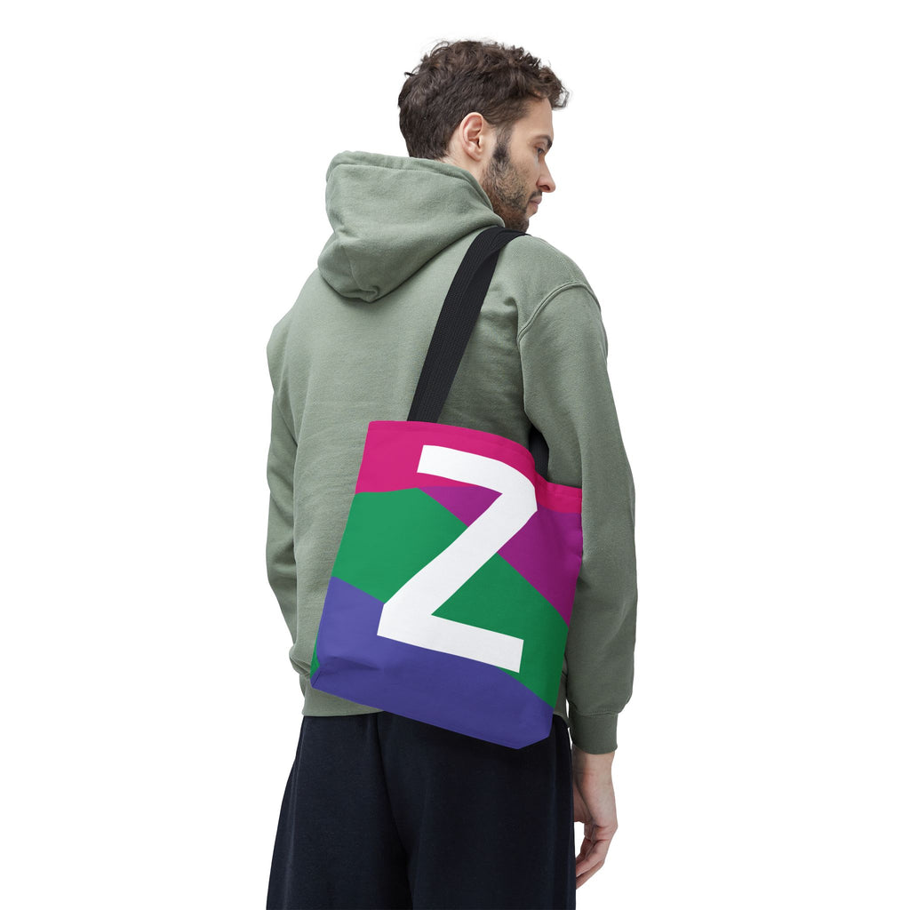 Monogram 'Z' Colorblock Tote Bag — Personalized Initial Z Shoulder Tote