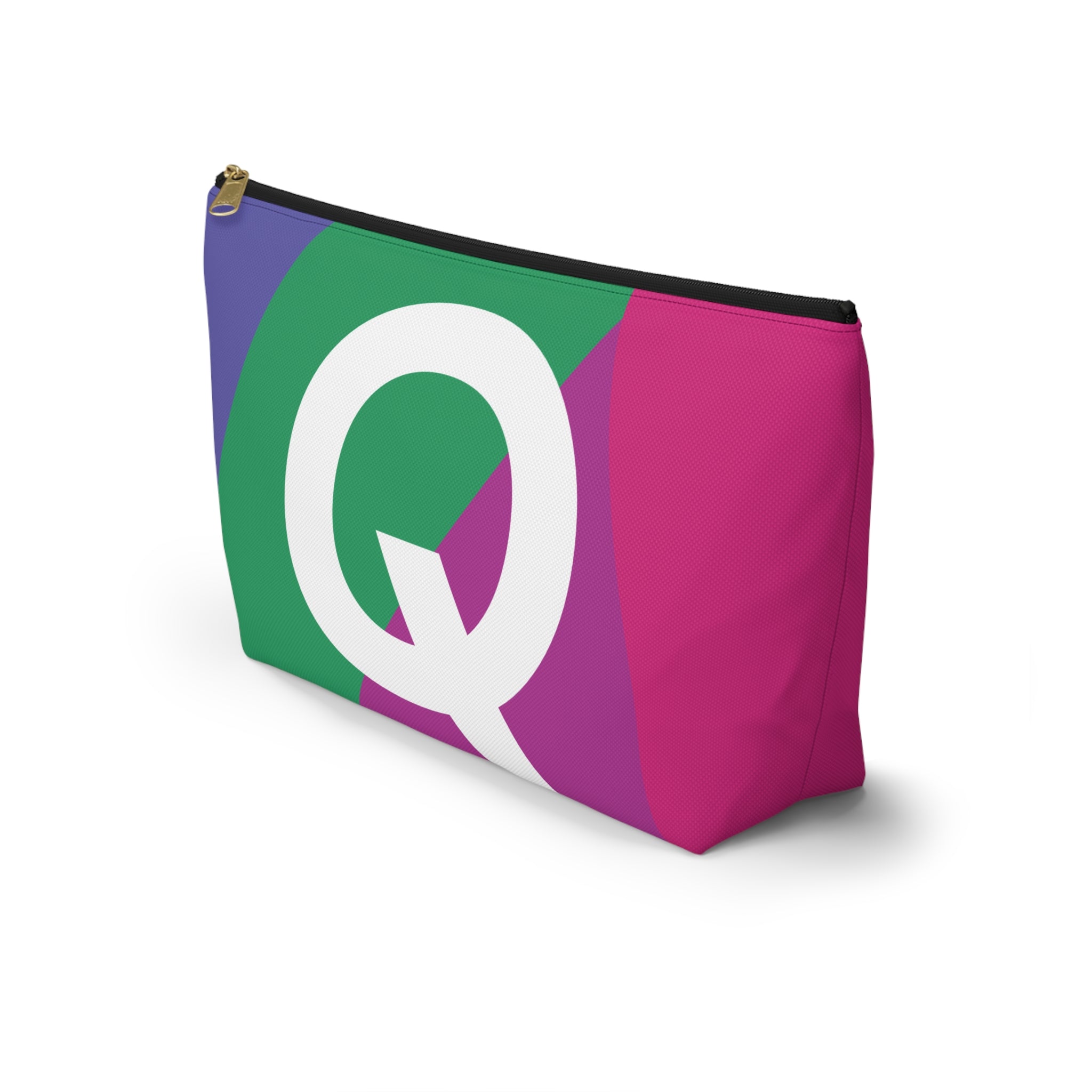 Initials Colorblock Accessory Pouch — Monogram Q T-Bottom Cosmetic Bag