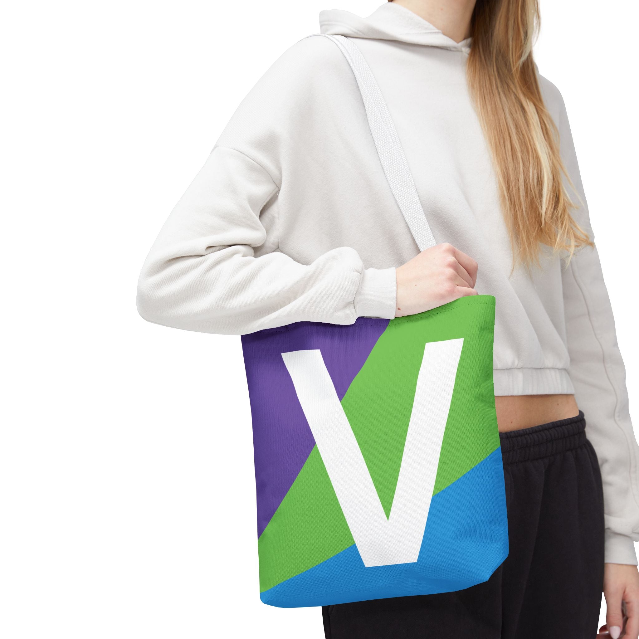 Monogram 'V' Colorblock Tote Bag — Personalized Initial V Shoulder Tote