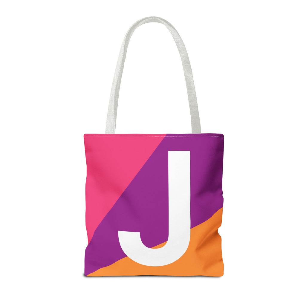 Monogram 'J' Colorblock Tote Bag — Personalized Initial J Shoulder Tote