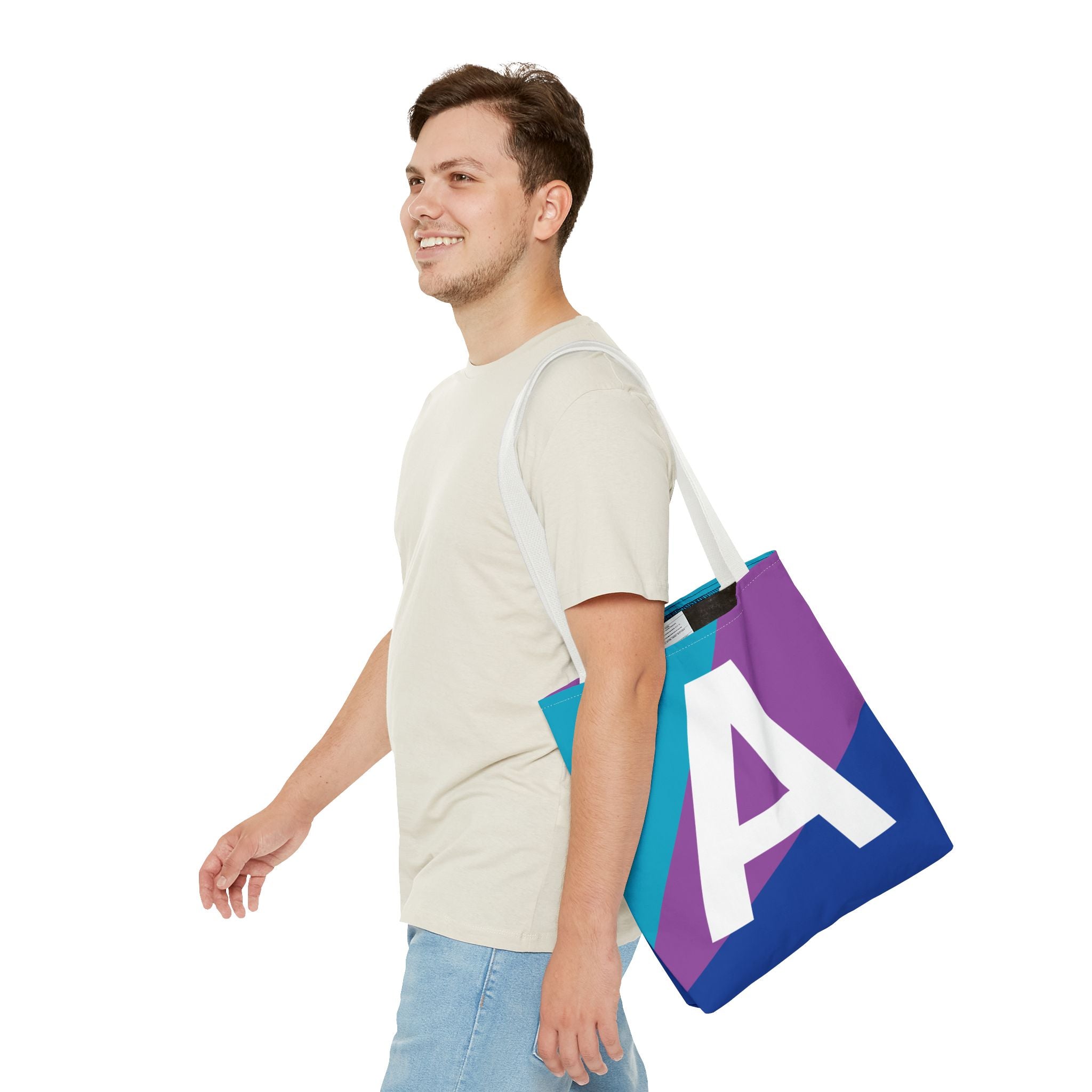 Monogram 'A' Colorblock Tote Bag — Personalized Initial A Shoulder Tote
