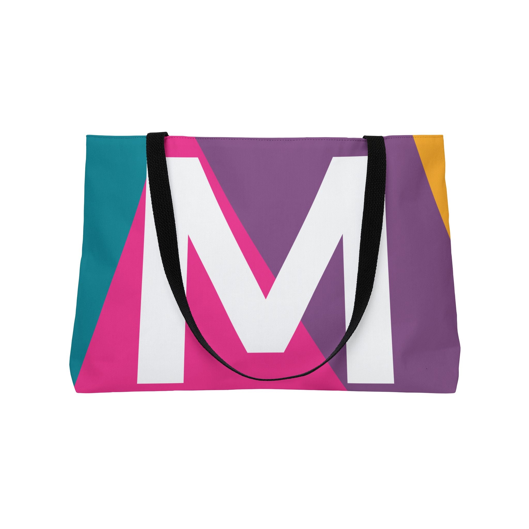 Personalized 'M' Colorblock Tote Bag — Monogram Weekender Tote