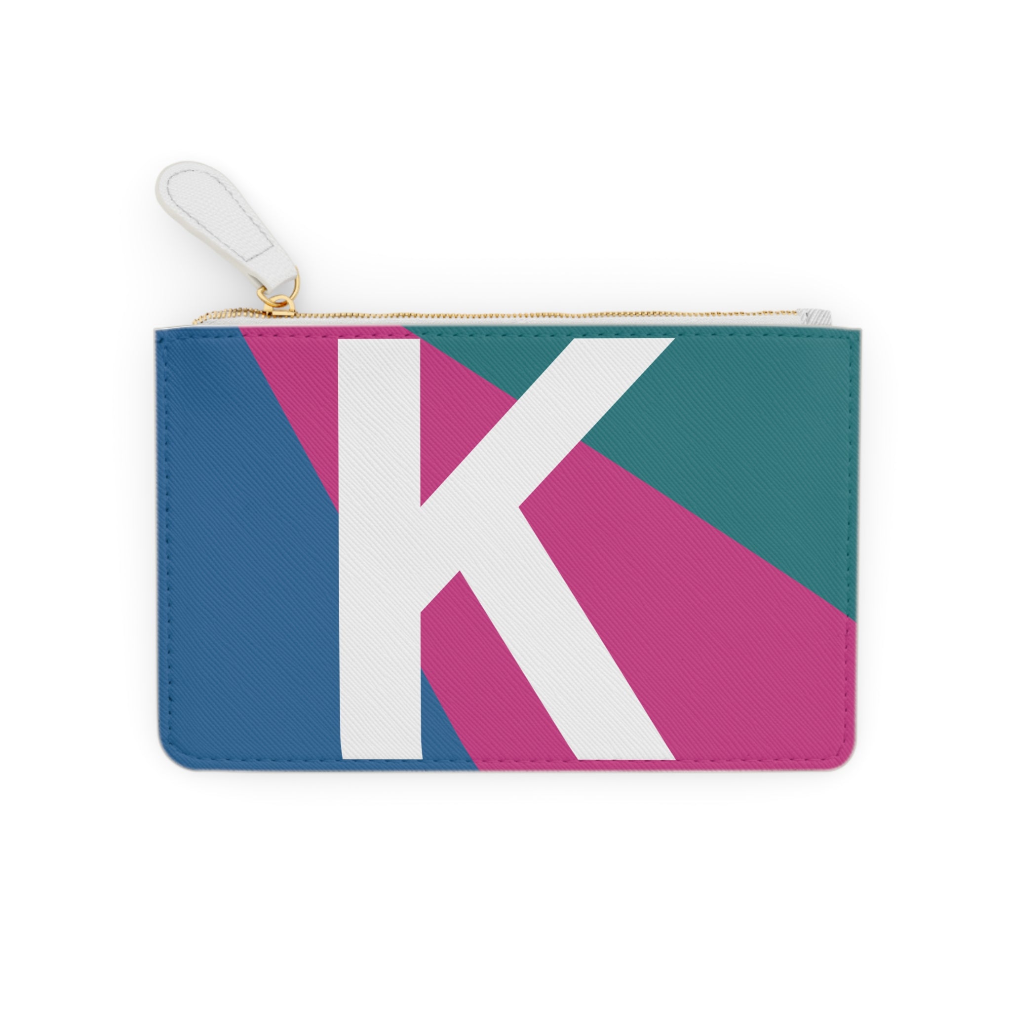 Initial K Mini Clutch — Colorblock Monogram Wristlet Wallet