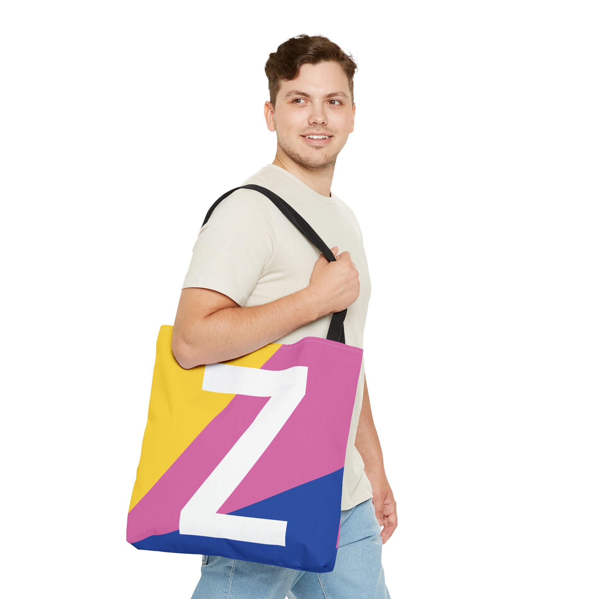 Monogram 'Z' Colorblock Tote Bag — Personalized Initial Z Shoulder Tote