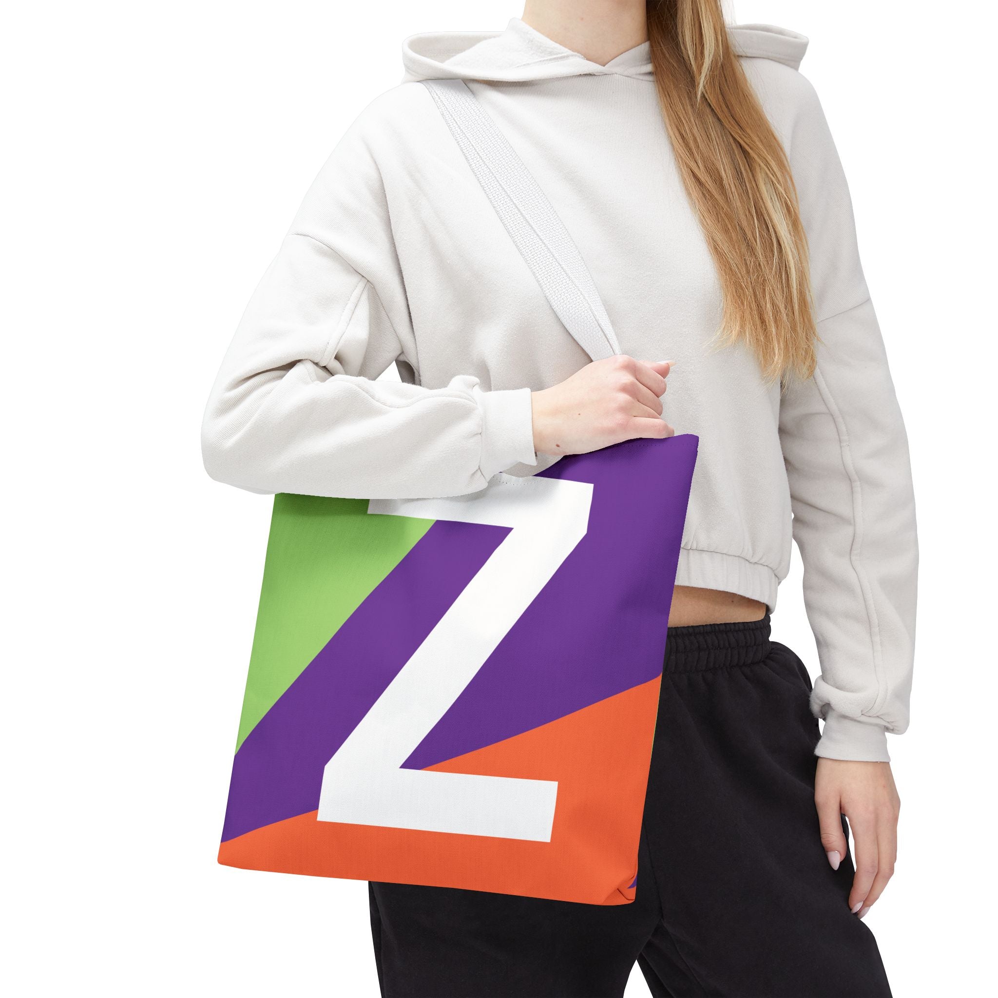 Monogram 'Z' Colorblock Tote Bag — Personalized Initial Z Shoulder Tote