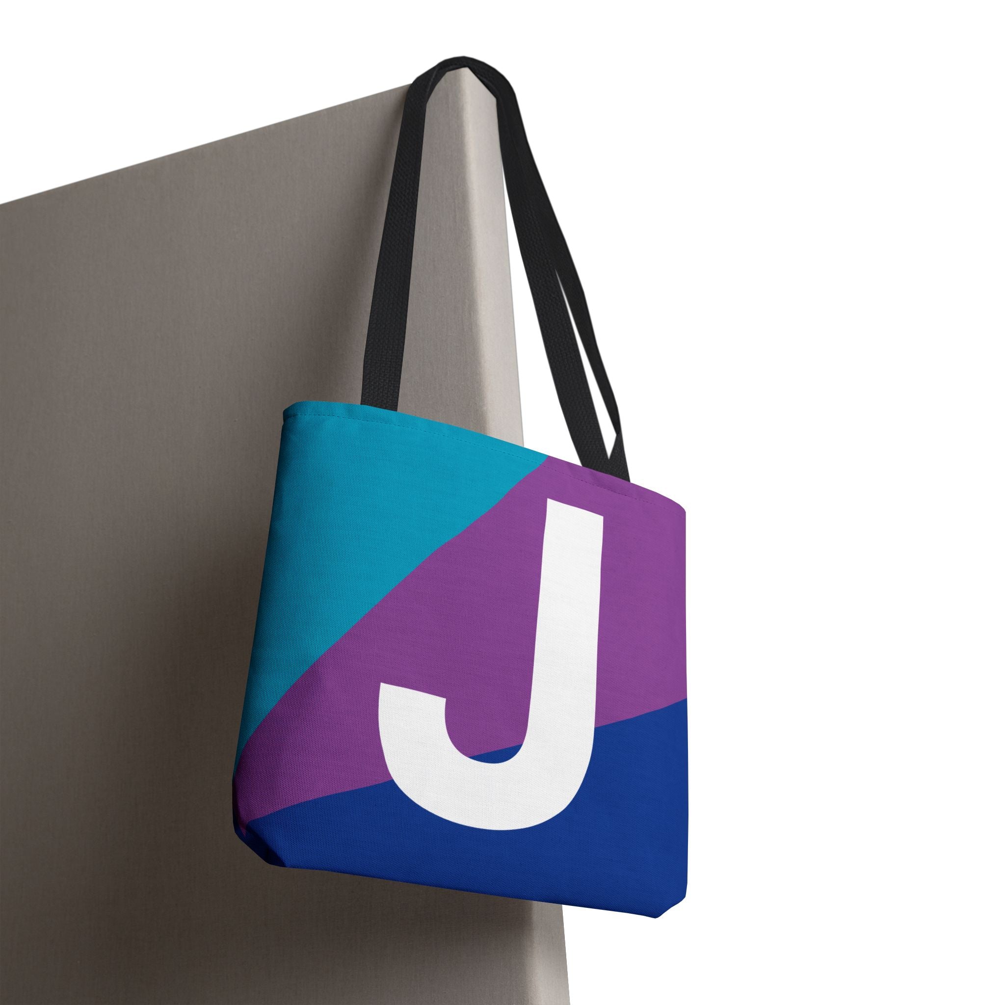 Monogram 'J' Colorblock Tote Bag — Personalized Initial J Shoulder Tote