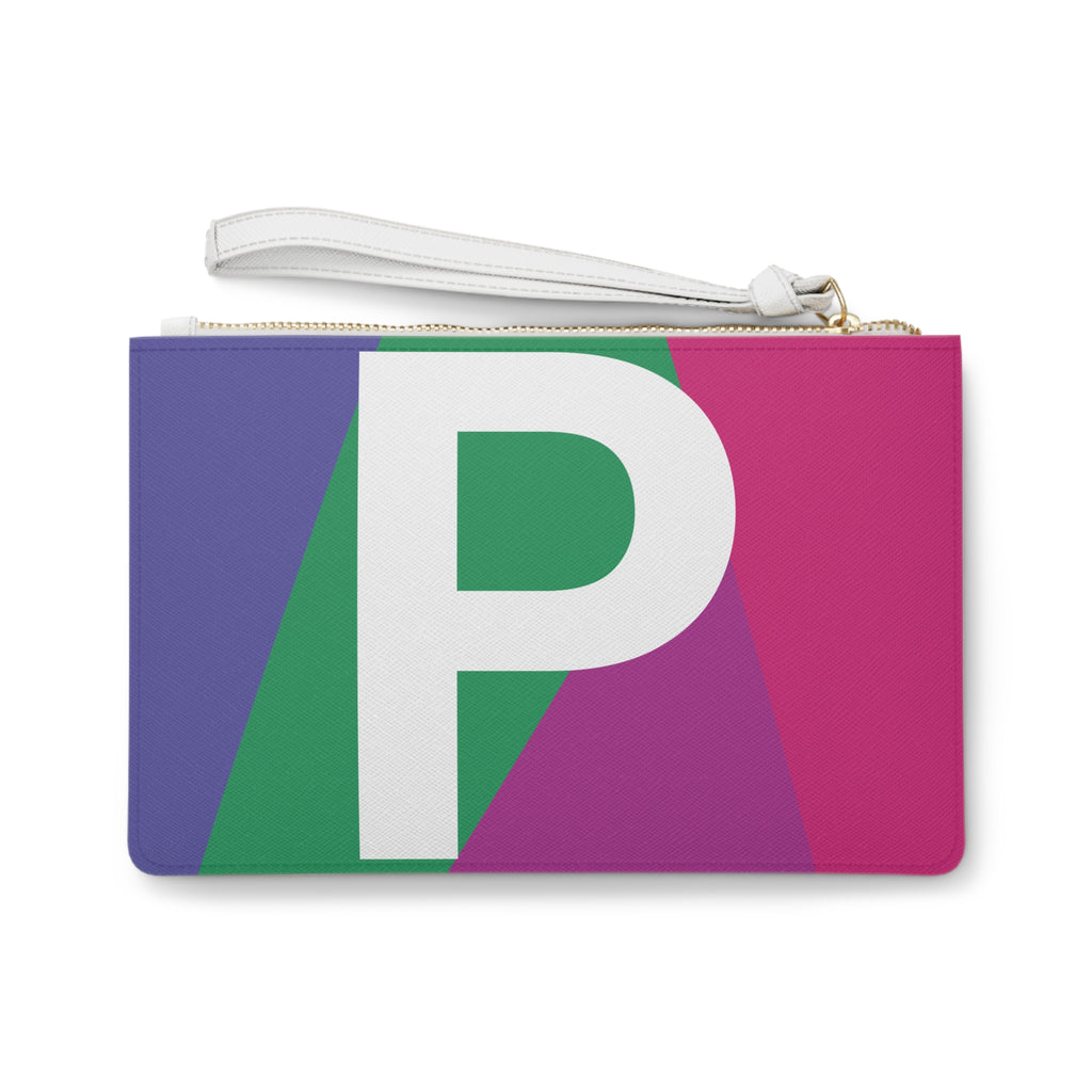 Monogram 'P' Colorblock Clutch Bag — Bold Geometric Wristlet for Everyday & Gifts