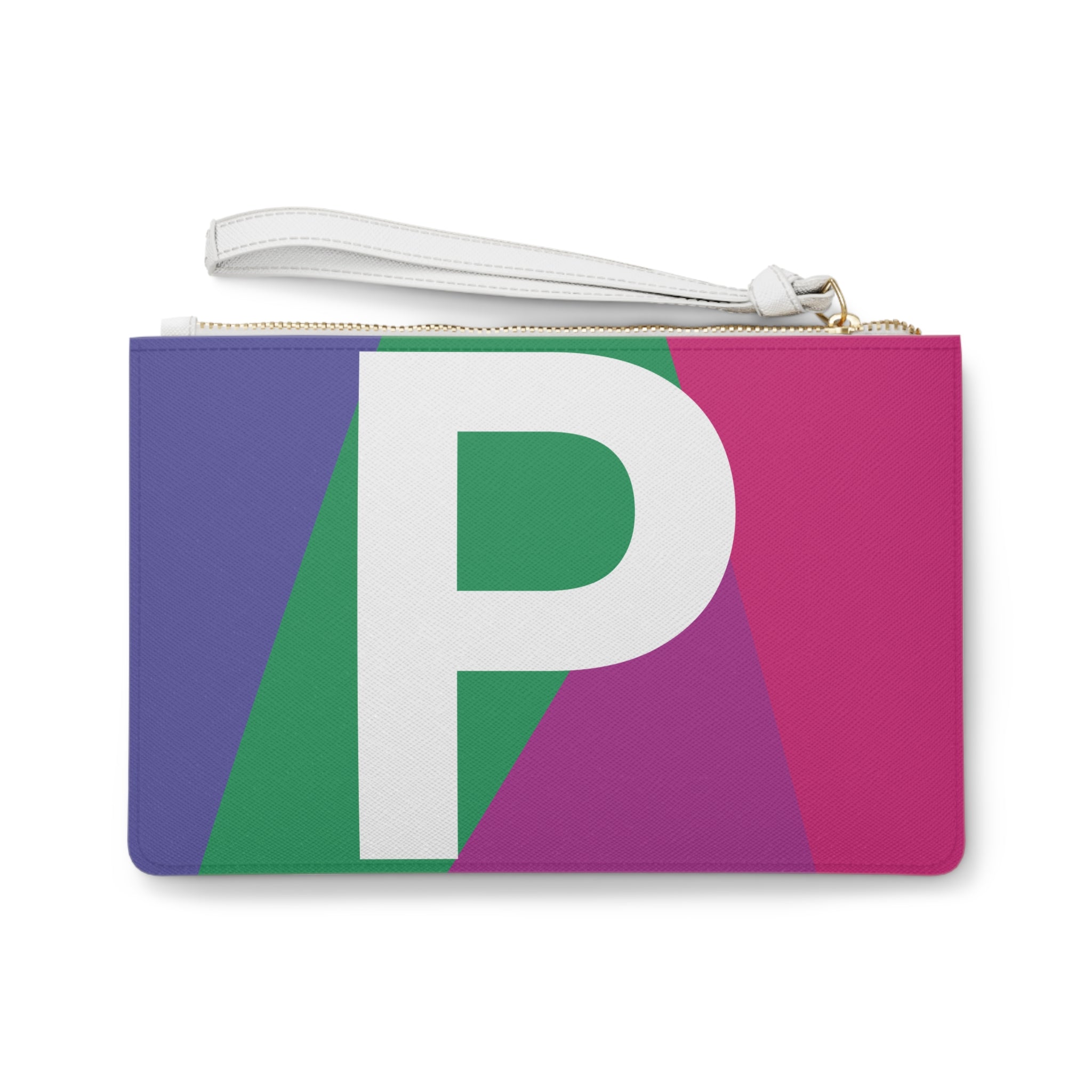 Monogram 'P' Colorblock Clutch Bag — Bold Geometric Wristlet for Everyday & Gifts