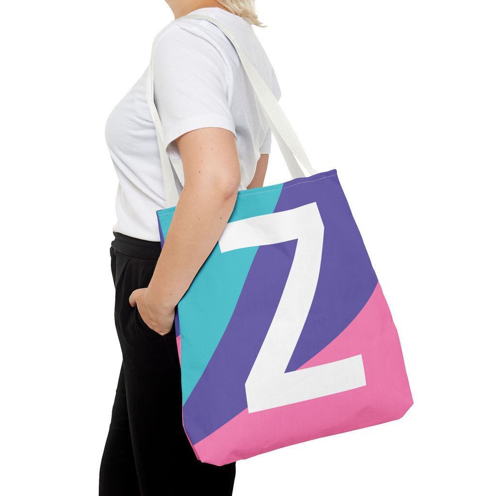 Monogram 'Z' Colorblock Tote Bag — Personalized Initial Z Shoulder Tote